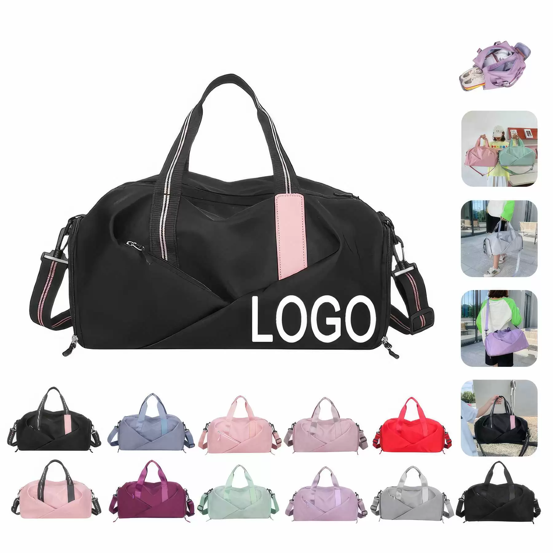Travel Sports Tote Handbag & Yoga Gym Weekender Duffel Bag