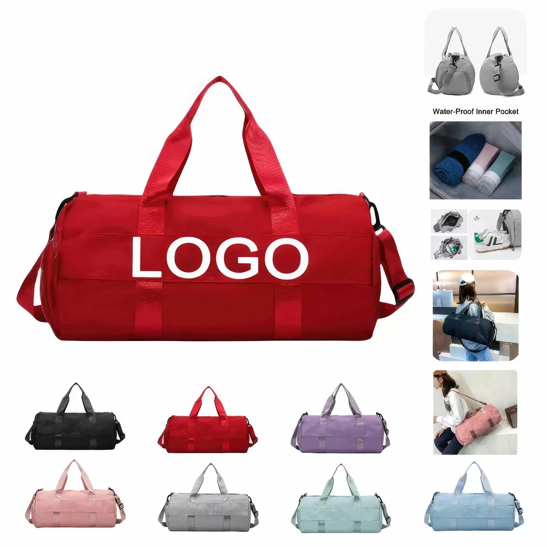 Travel Sports Tote Handbag & Yoga Gym Weekender Duffel Bag