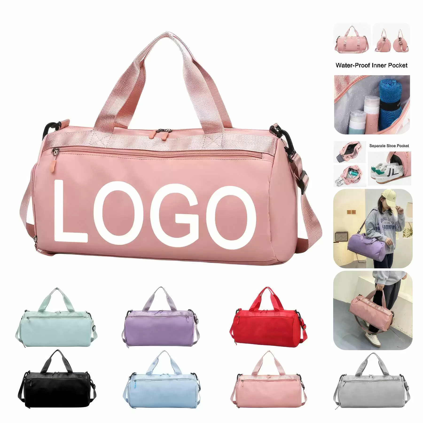 Travel Sports Tote Handbag & Yoga Gym Weekender Duffel Bag