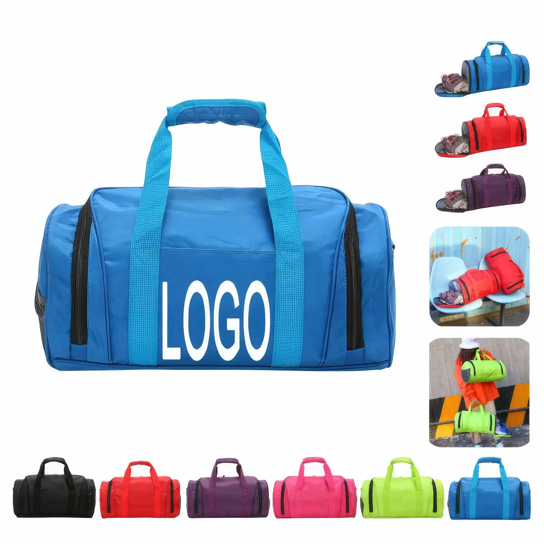 Travel Sports Tote Handbag & Yoga Gym Weekender Duffel Bag