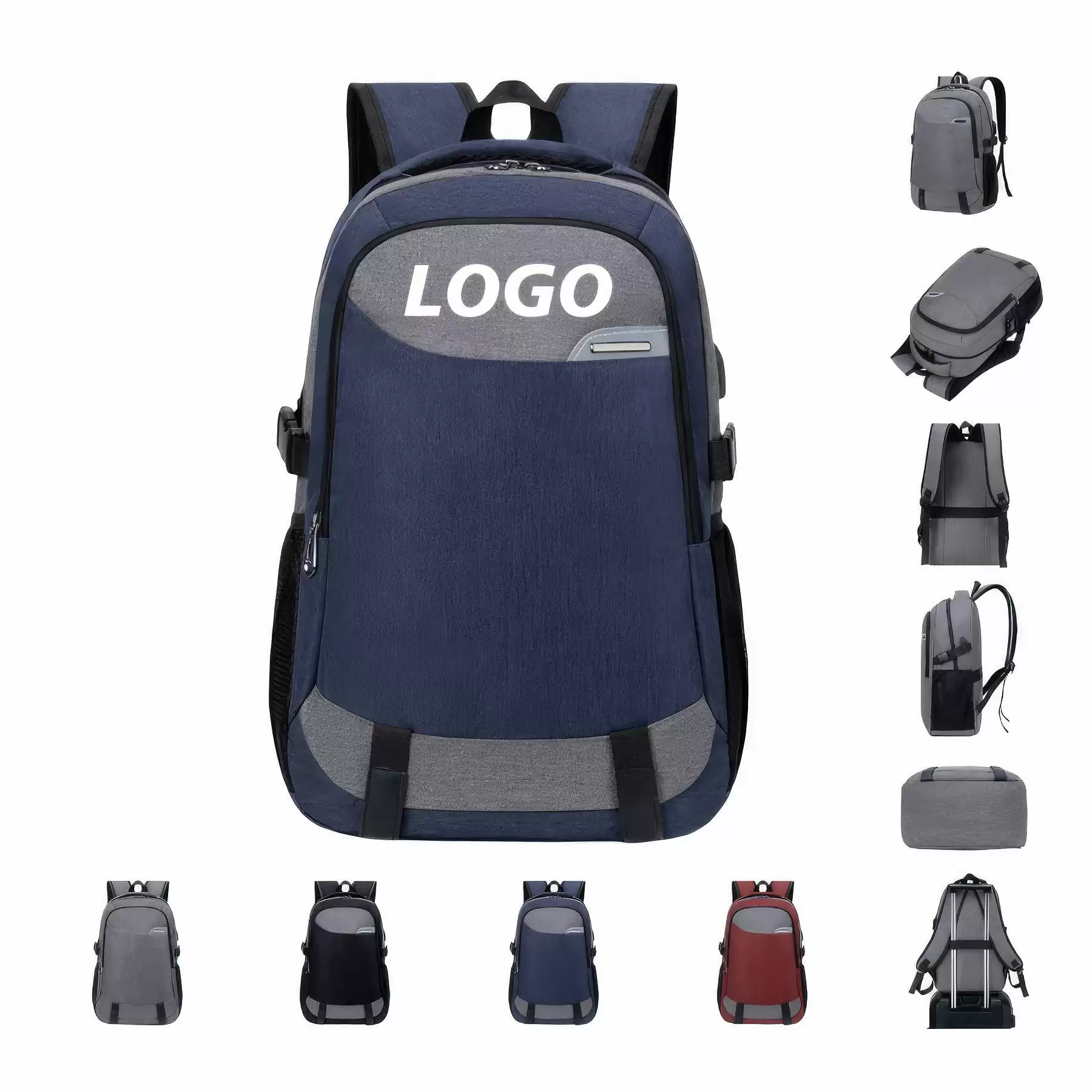 Custom Waterproof Laptop Backpack with USB Charging Port