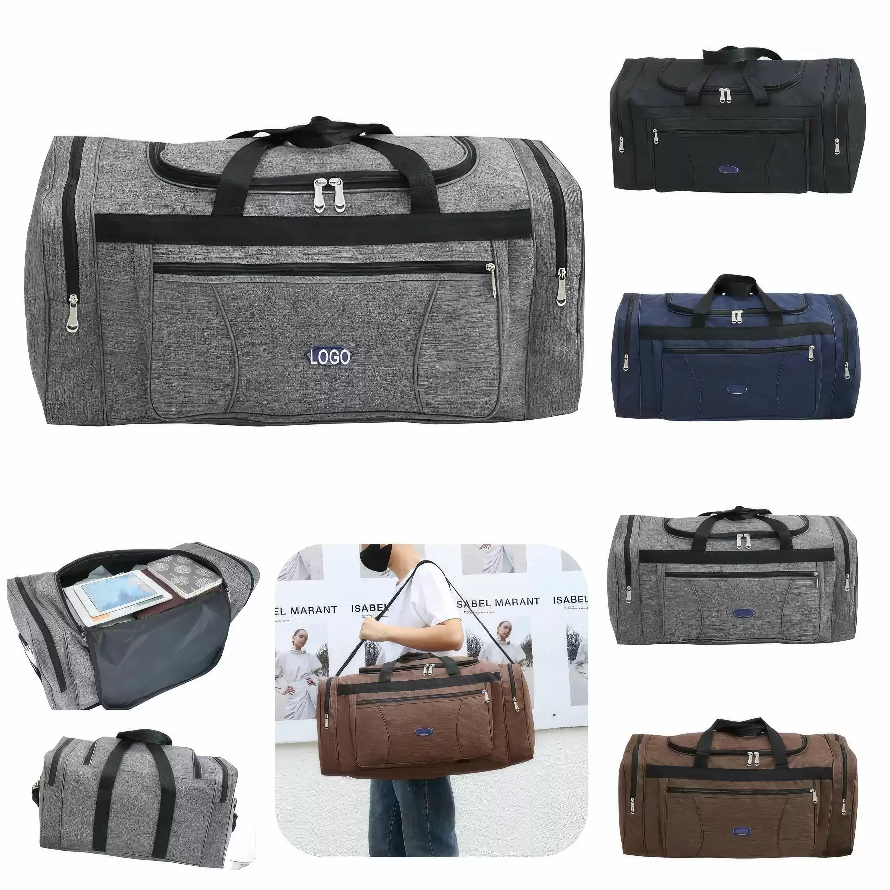 Travel Camping Overnight Weekender Duffel Bag Sports Handbag - Size: L: 26.77" x 11.42" x 12.20"