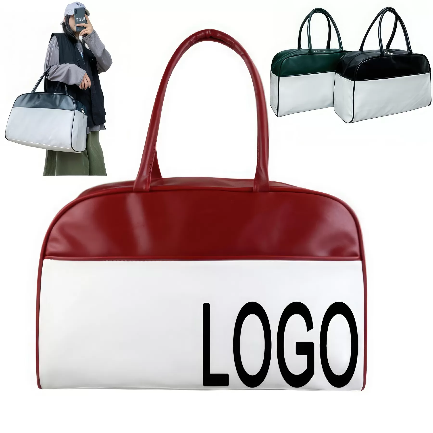 PU Travel Sports Tote Handbag & Yoga Weekender Duffel Bag