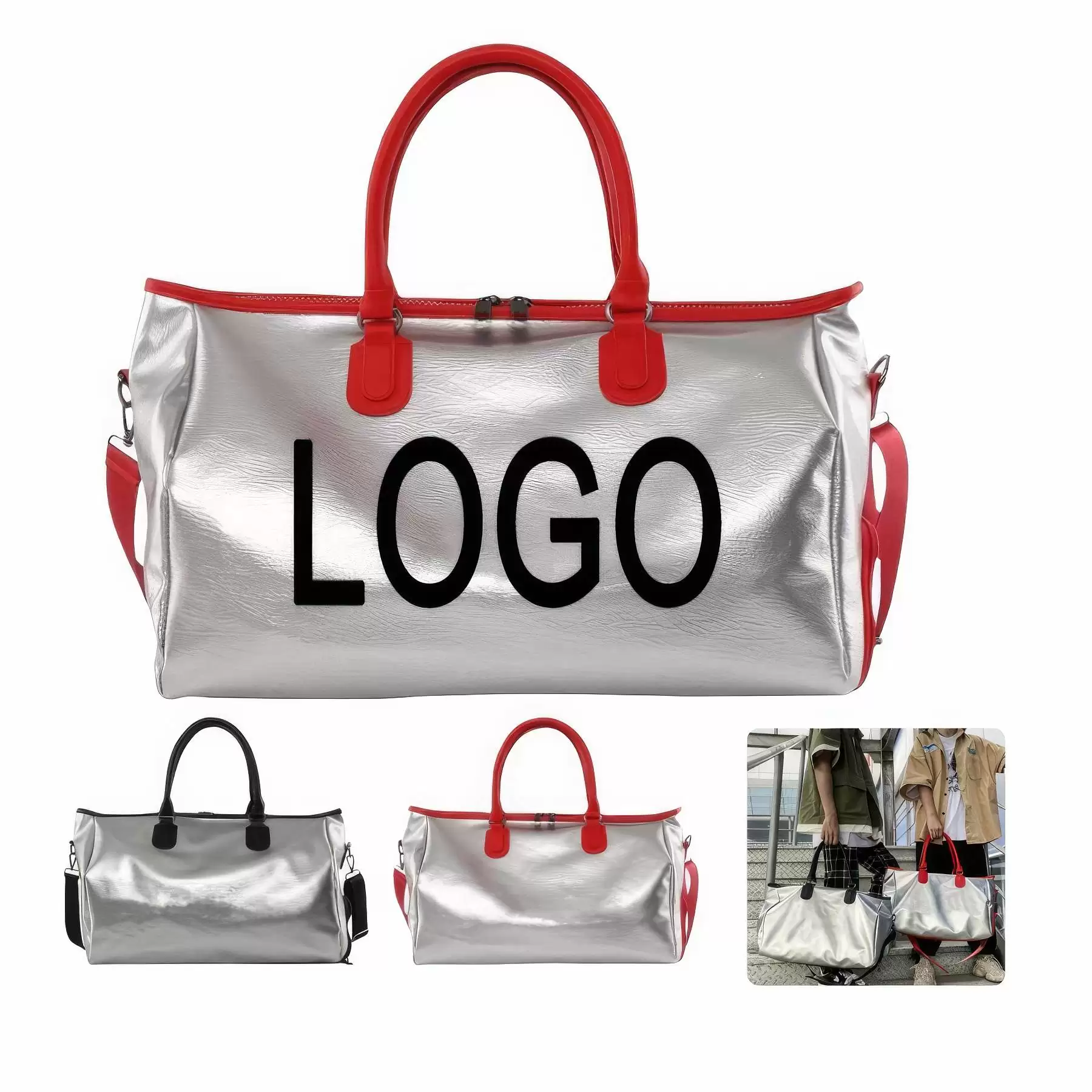 PU Travel Sports Duffel Bag & Yoga Gym Weekender Handbag