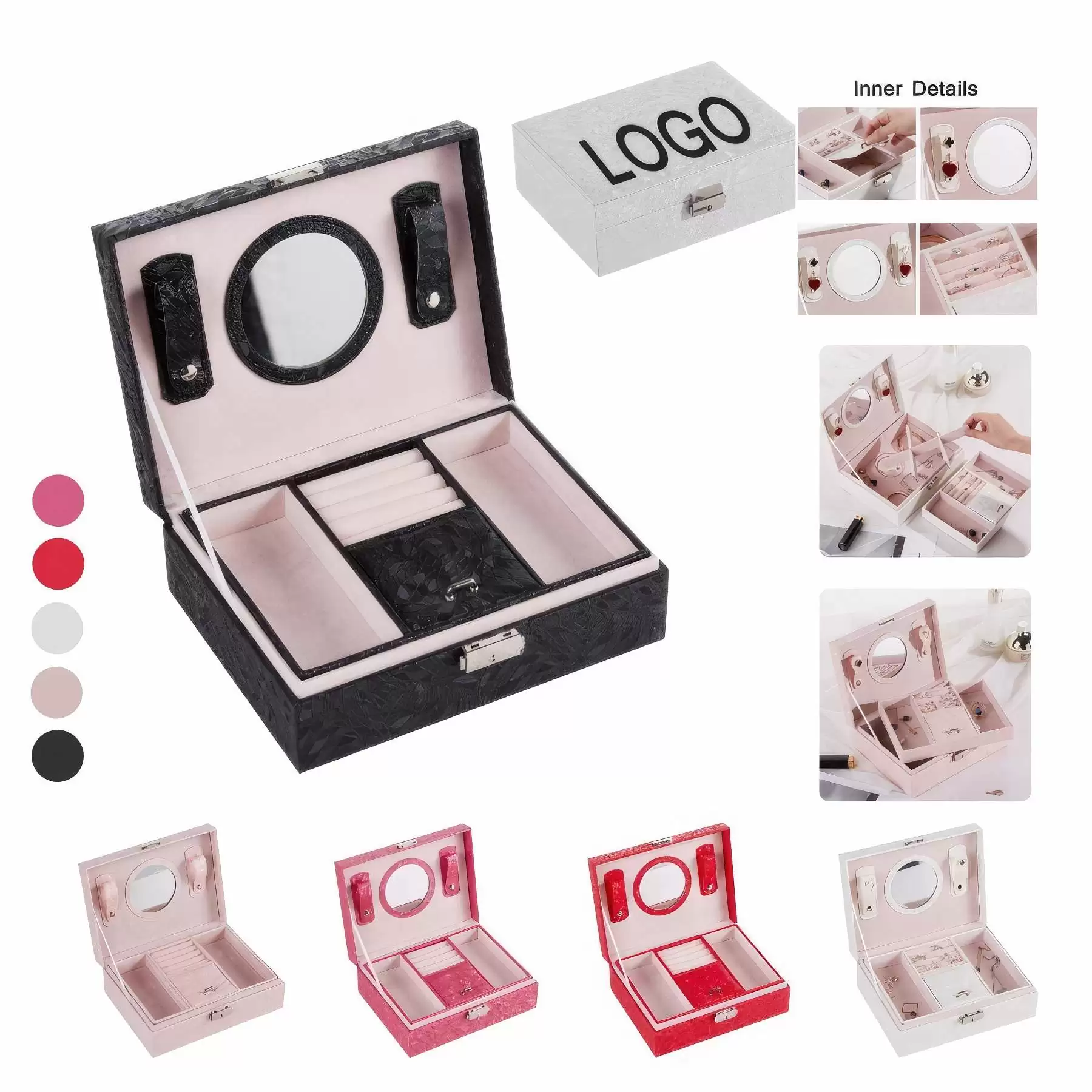 Custom Multi-Layer Jewelry Organizer Box with Mirror & Lock