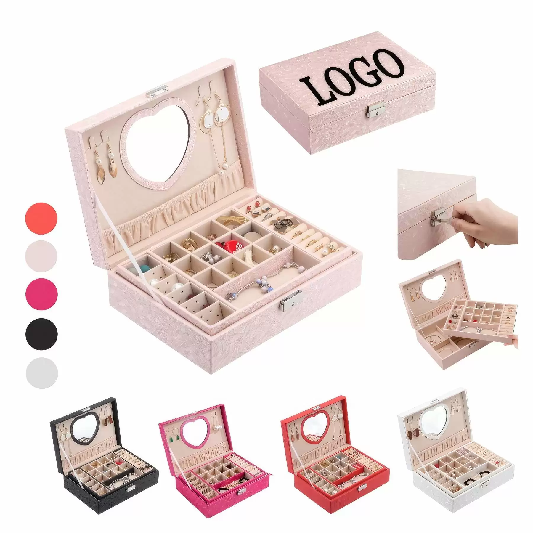 Custom Multi-Layer Jewelry Organizer Box with Mirror & Lock