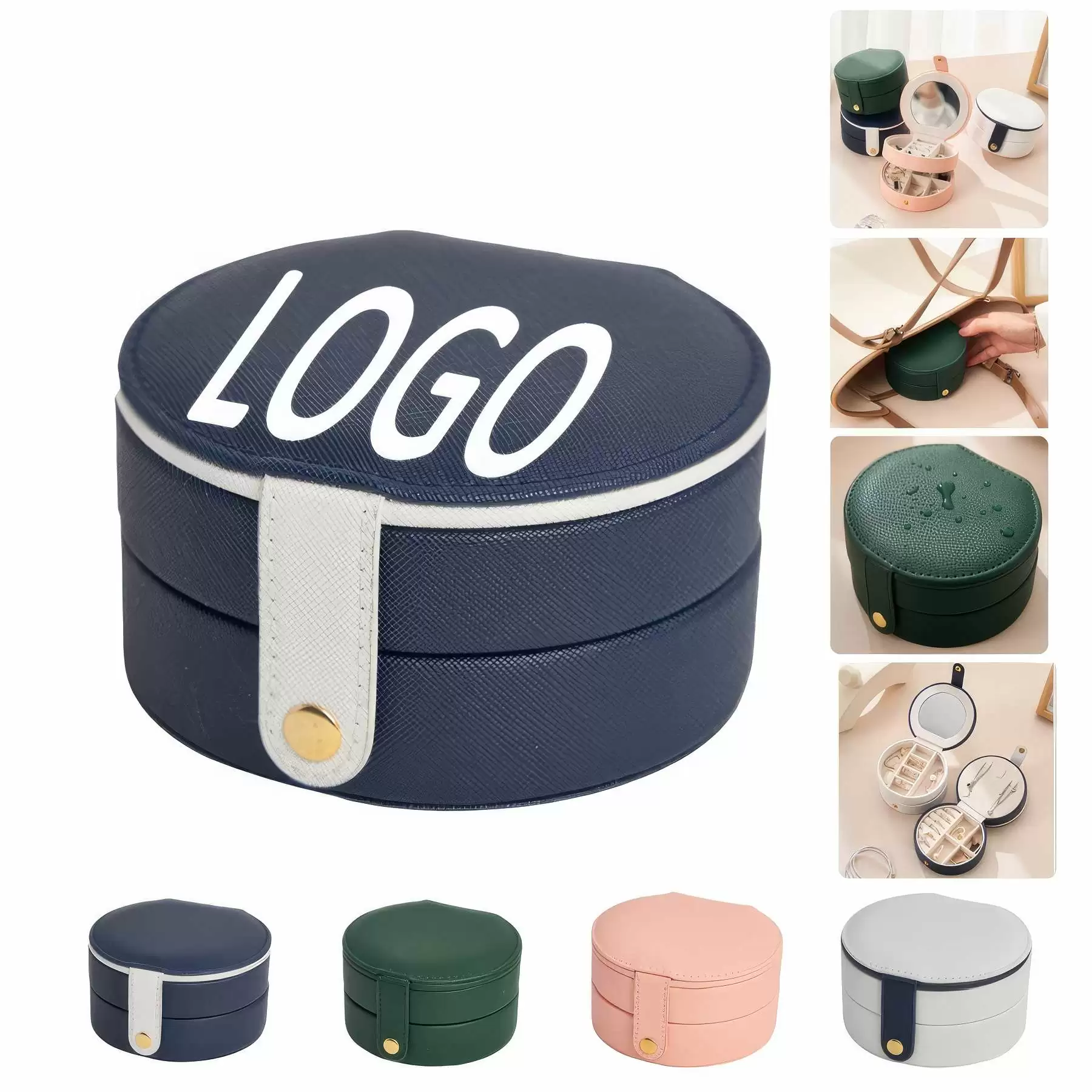 Portable Travel 2-Layer Jewelry Organizer Box with Mirror