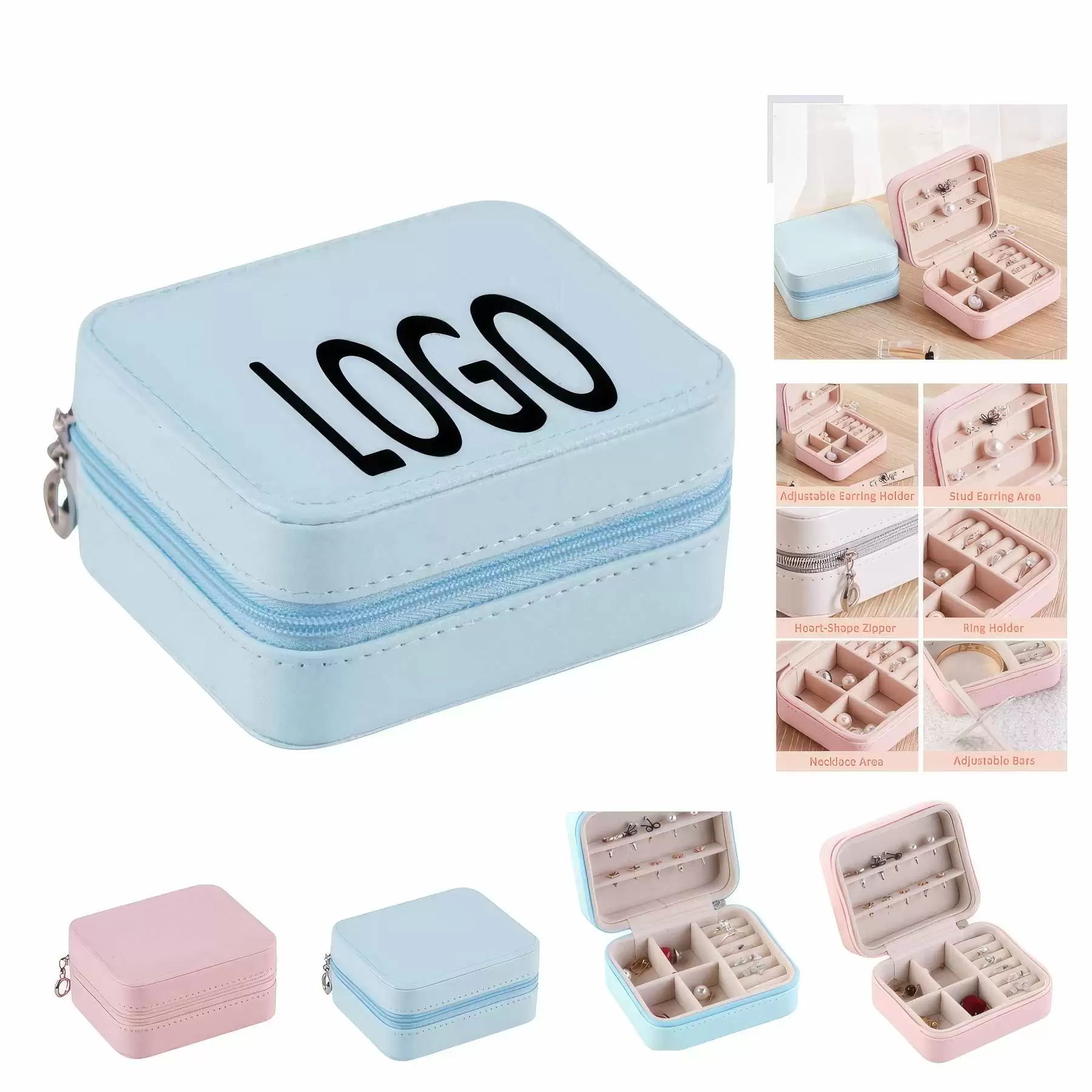 Portable Travel Jewelry Organizer Box & Earring Ring Storage