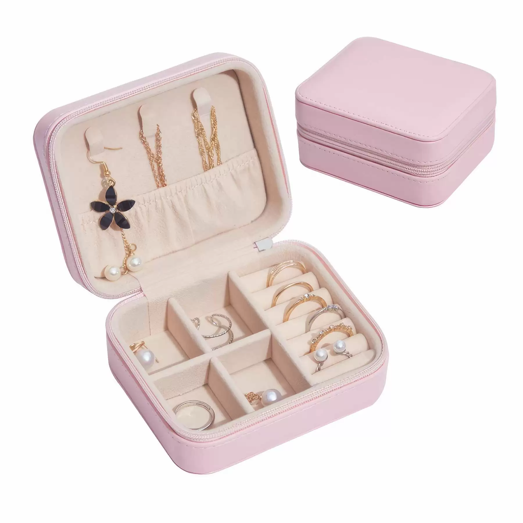 Portable Travel Jewelry Organizer Box & Earring Ring Storage - Image 2