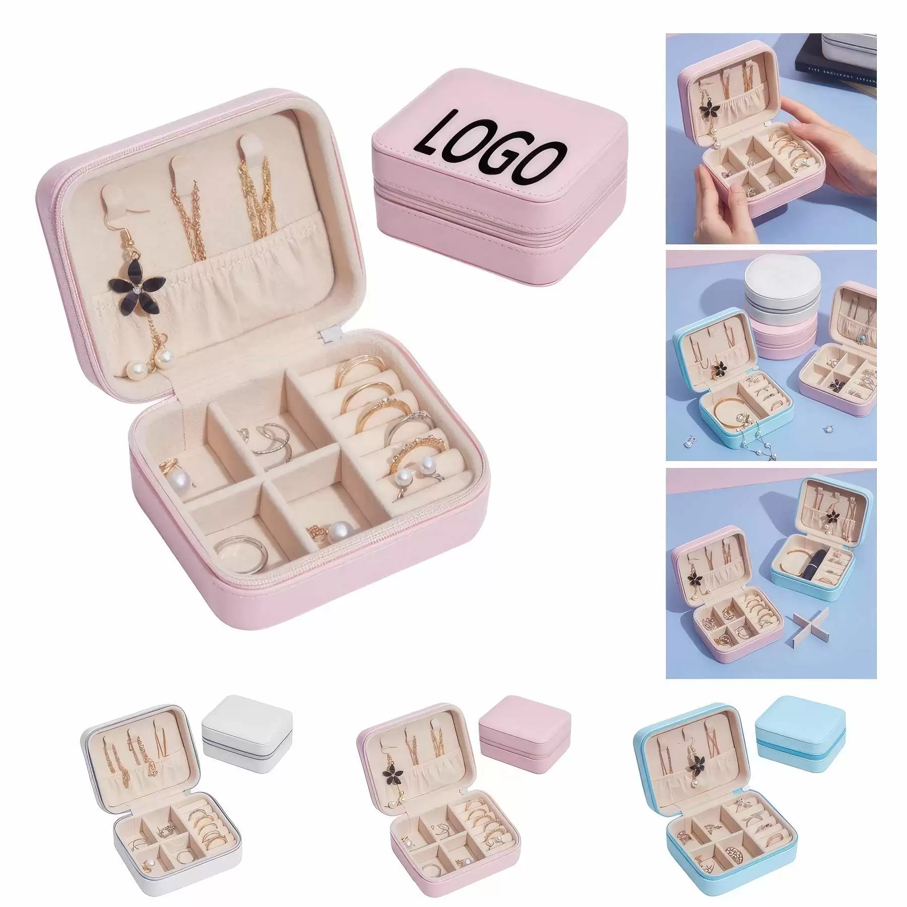 Portable Travel Jewelry Organizer Box & Earring Ring Storage