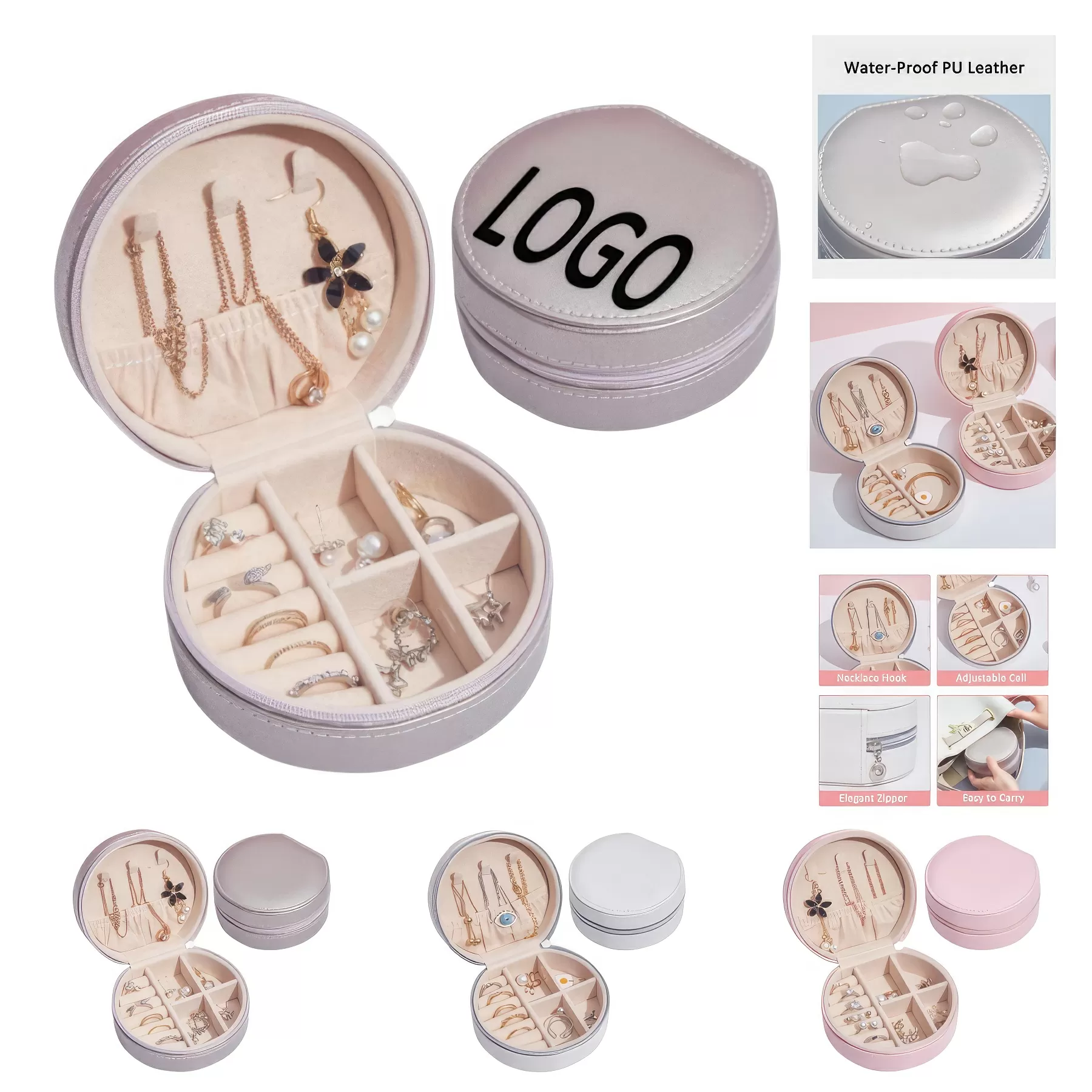 Portable Travel Jewelry Organizer Box & Earring Ring Storage