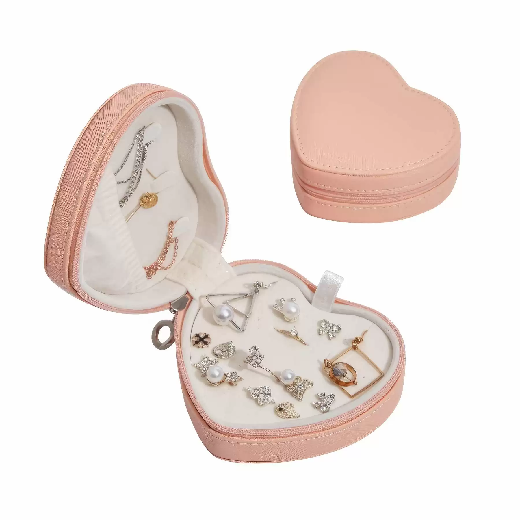 Custom PU Portable Travel Heart-Shape Jewelry Organizer Box - Image 2