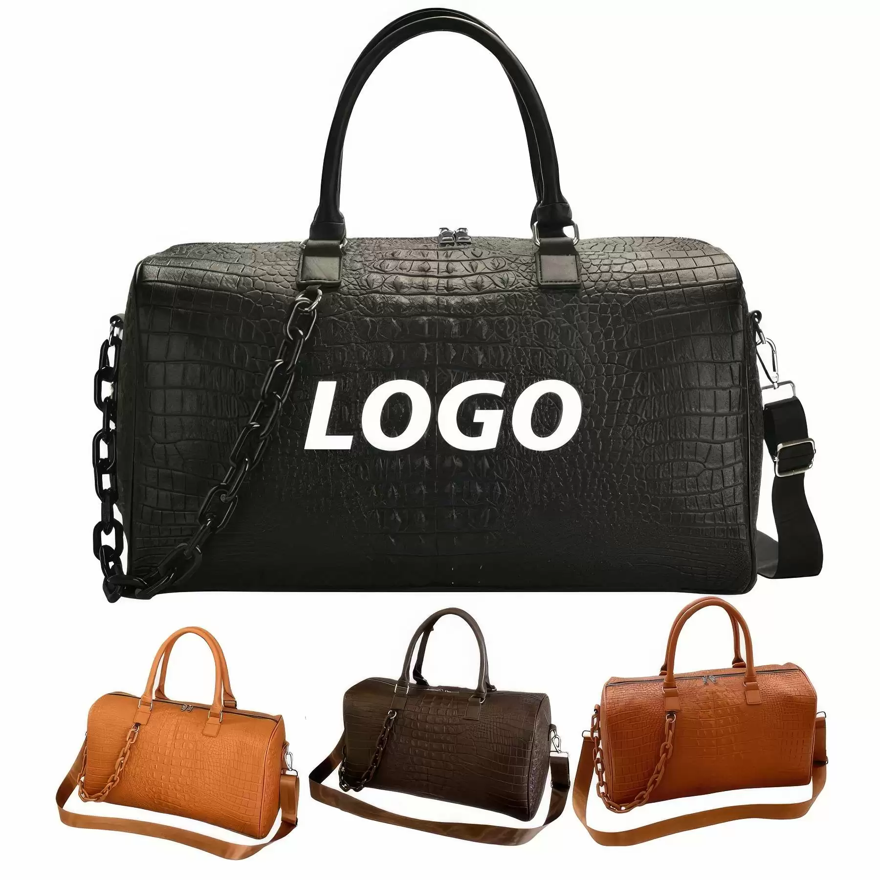Custom PU Leather Gym Sports Travel Duffel Bags