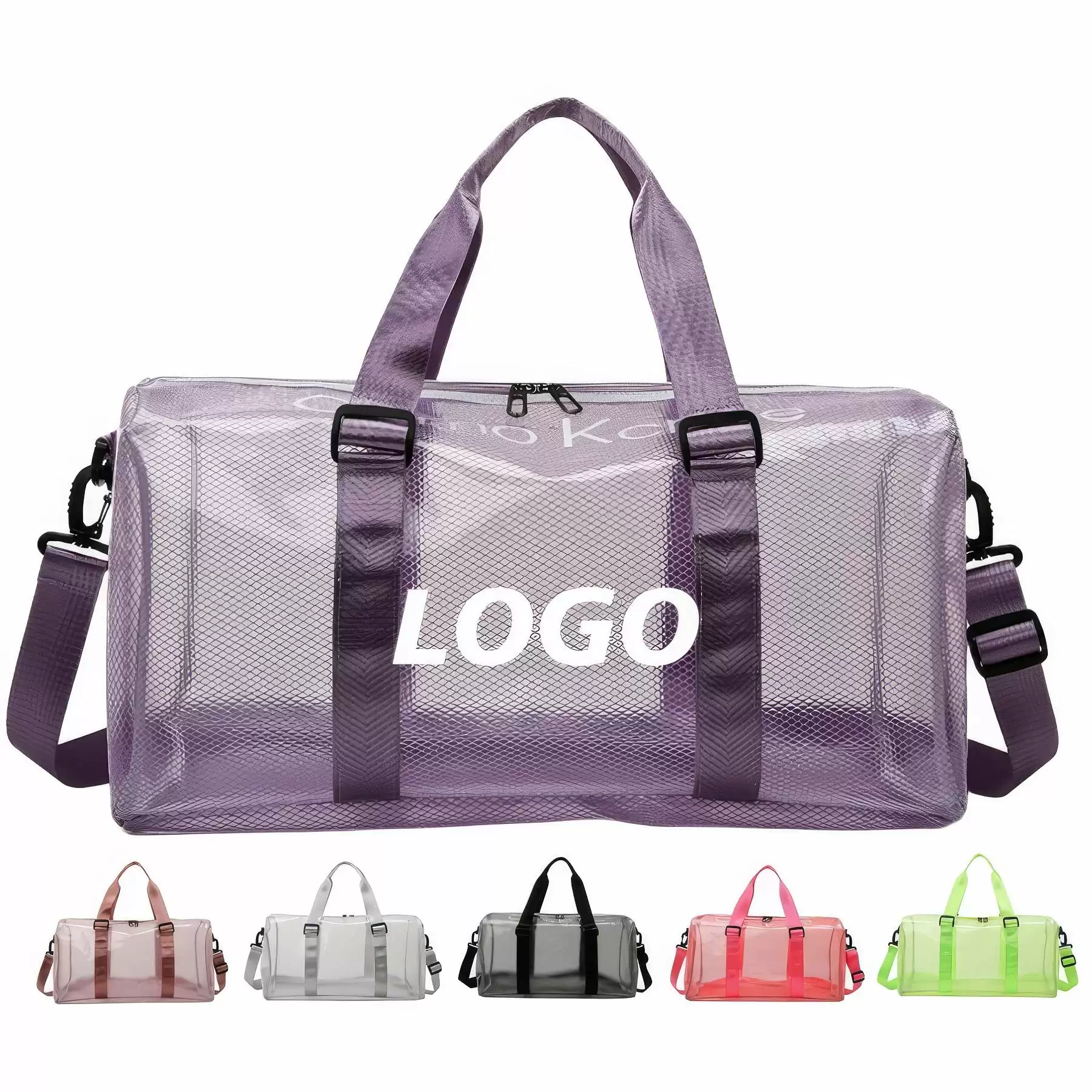 Custom Clear PVC Gym Sports Travel Duffel Bags