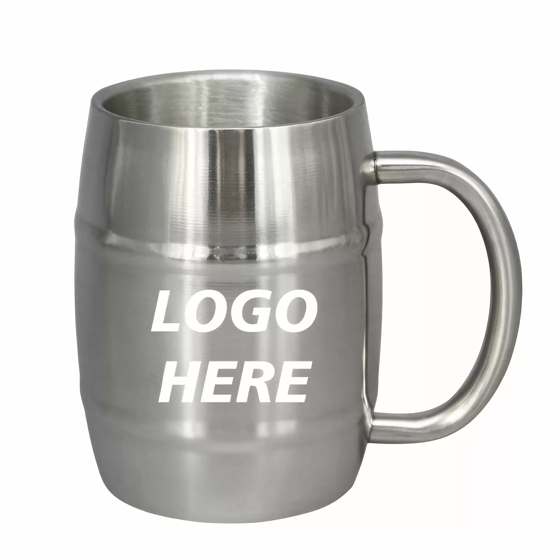 Custom 15 oz Stainless Steel Big Grip Beer Mug