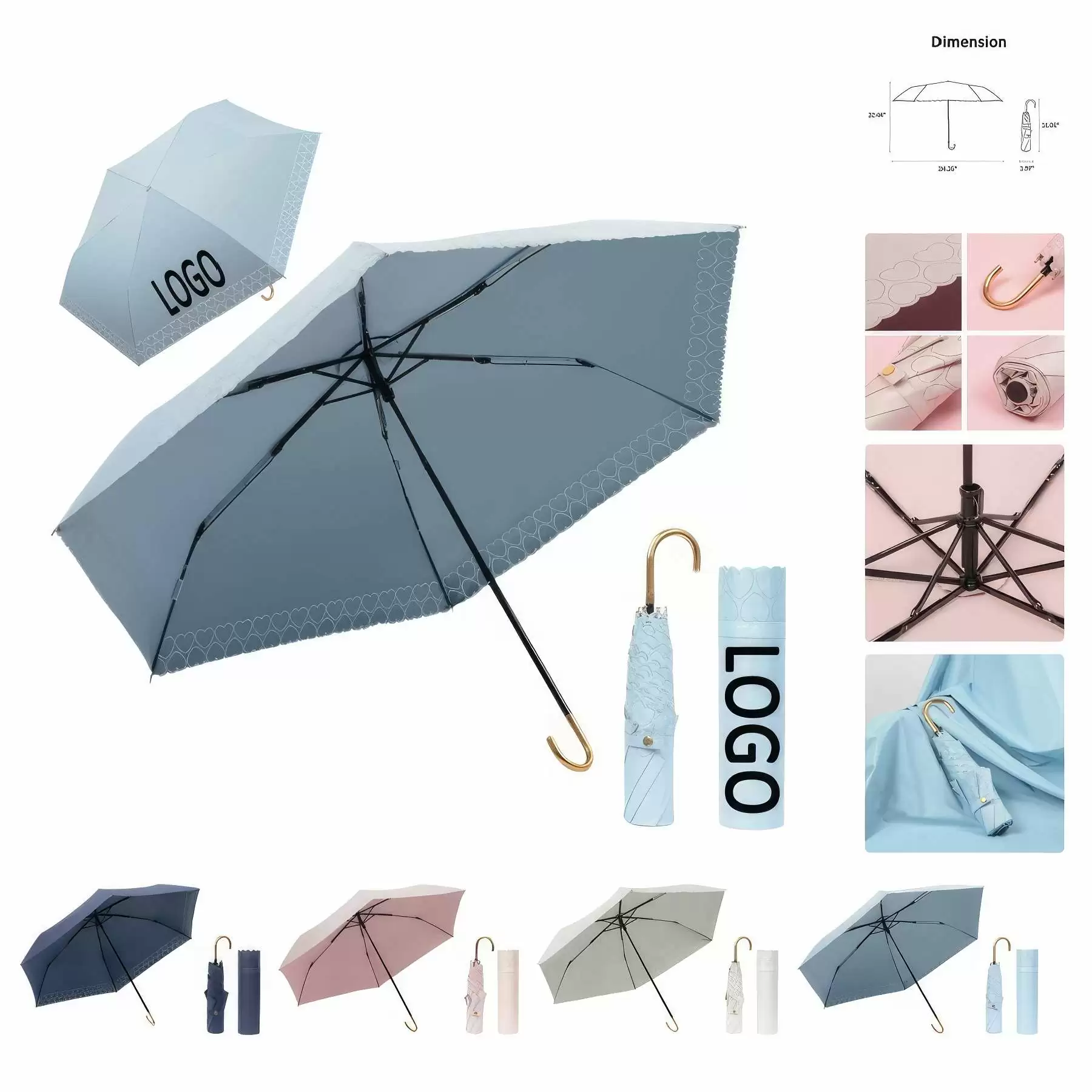 Custom Travel Folding Umbrella for Rain & Sun Protection