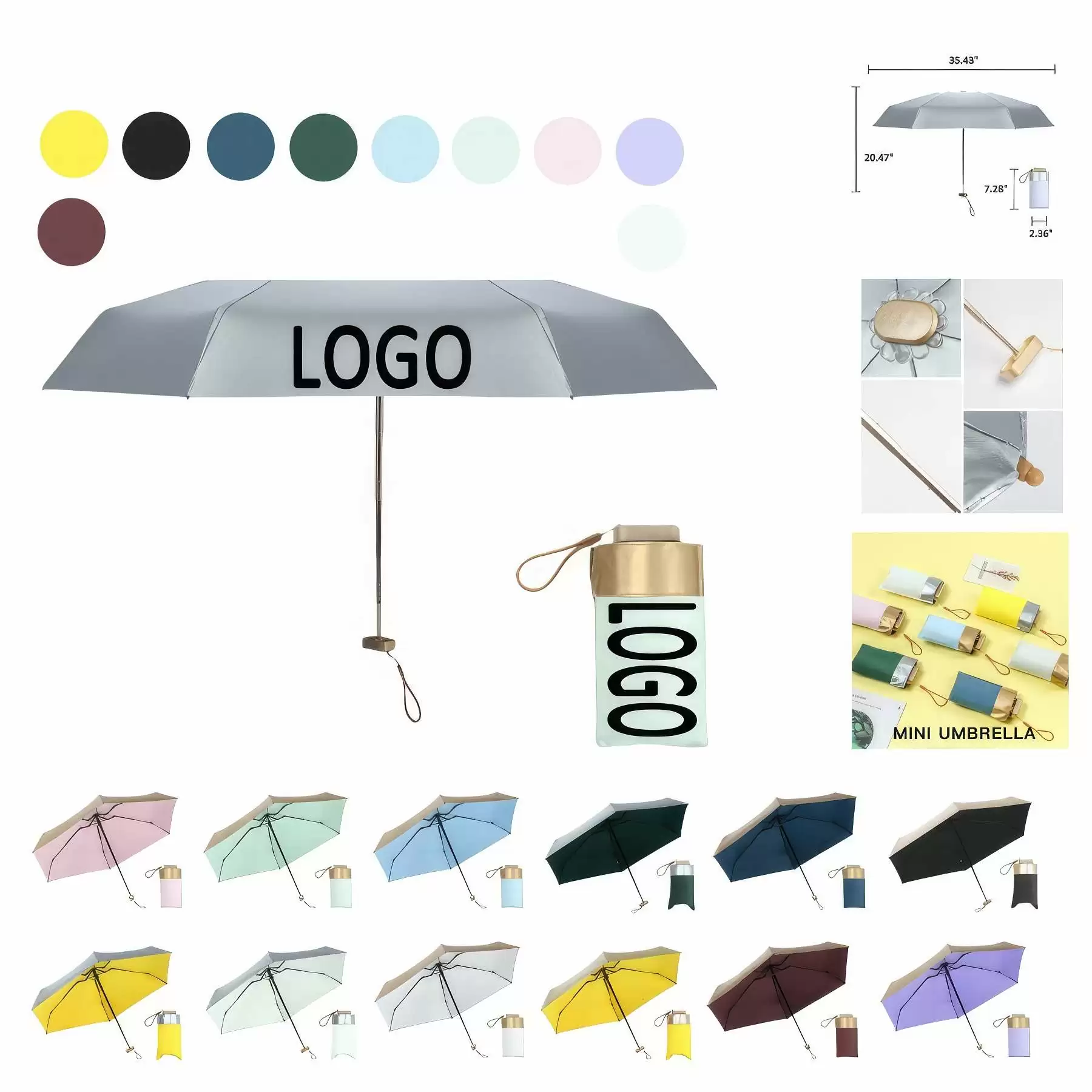 Travel Mini Folding Umbrella for Rain & Sun Protection