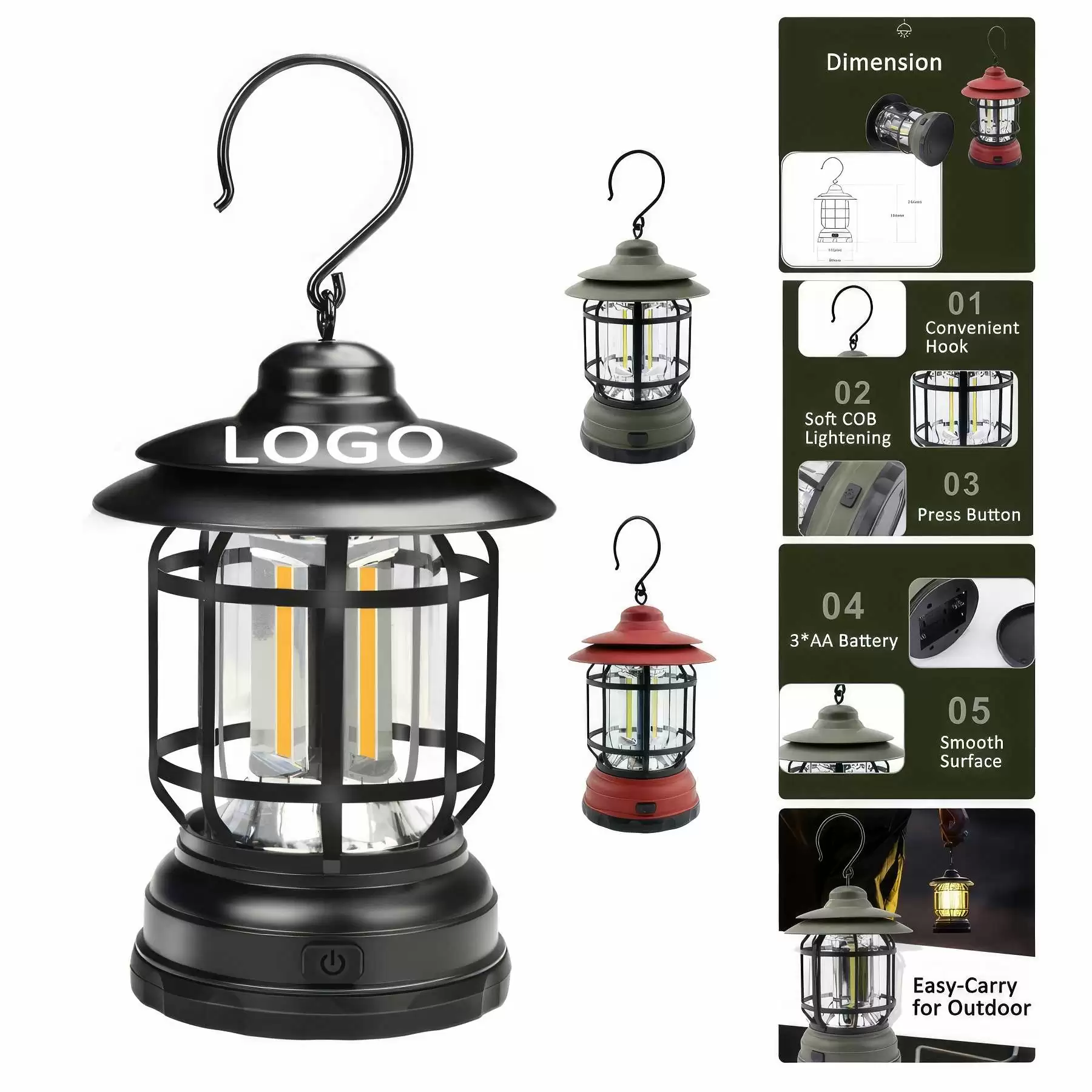 Retro Outdoor Camping & Picnic Lantern - Low/High Lightening