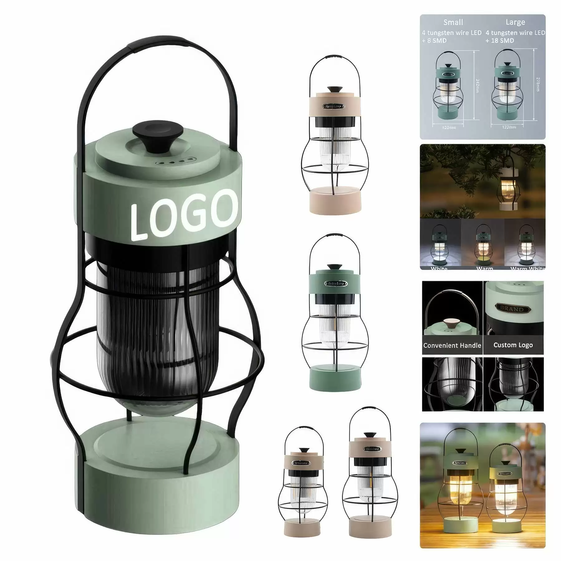 Retro Outdoor Camping Light & Picnic Lantern with Power Bank 9.53" x 4.80" Small
