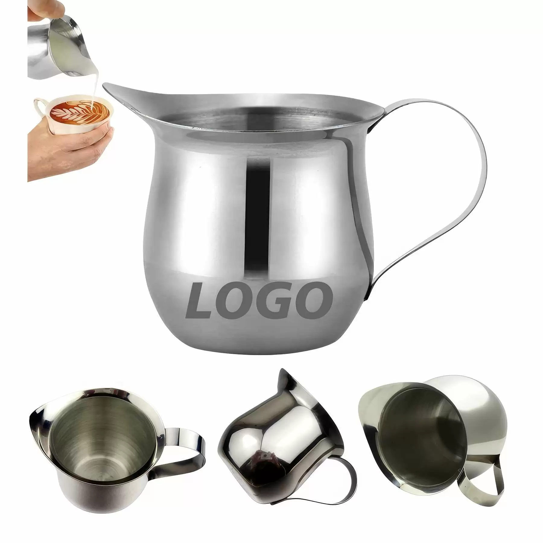 Custom 8 oz Stainless Steel Milk Frothing Pitcher