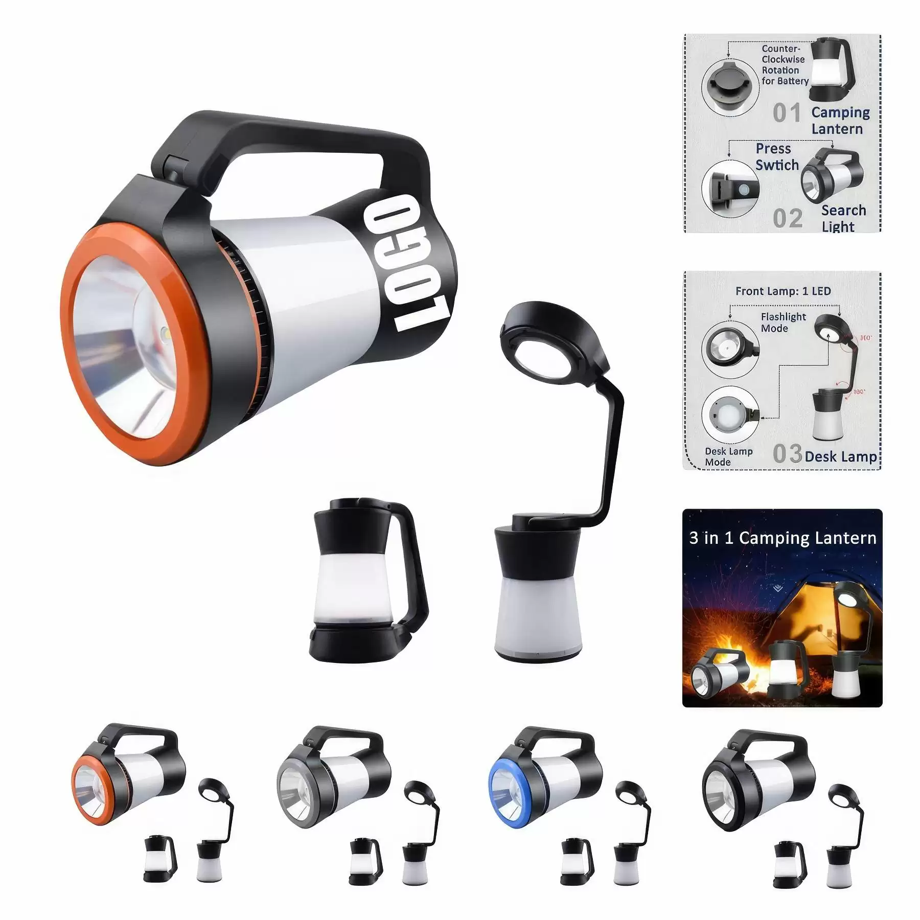 3 in 1 Outdoor Camping LED Lantern & Emergency Search Light