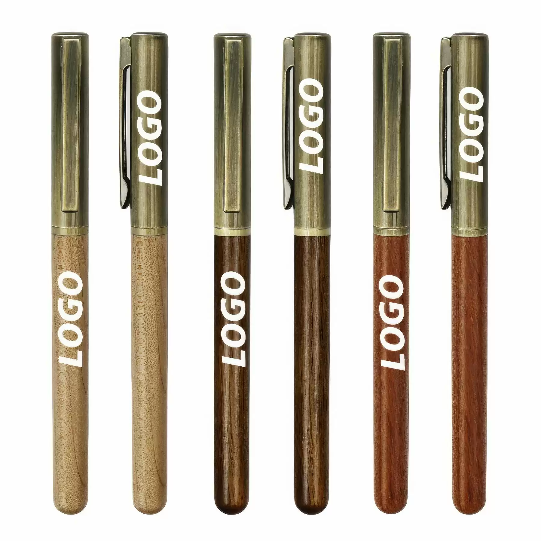 Custom Wood Ballpoint Solid Brass Pens