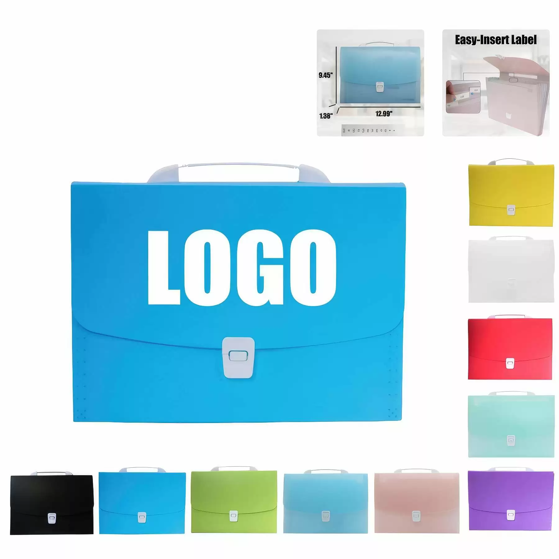 PP Plastic 13-Pocket Expanding A4-Size Portfolio File Folder