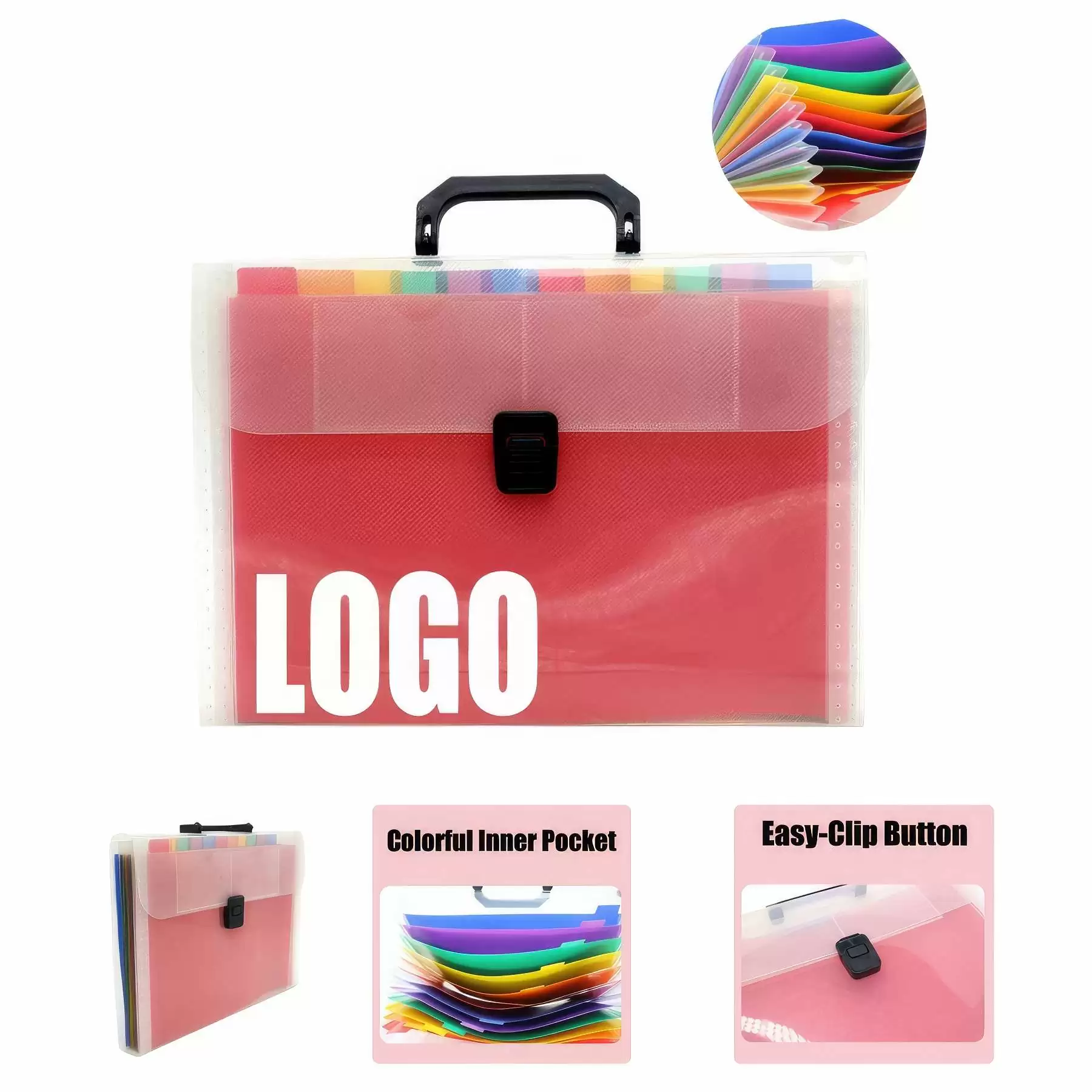 PP Plastic 13-Pocket Expanding A4-Size Portfolio File Folder