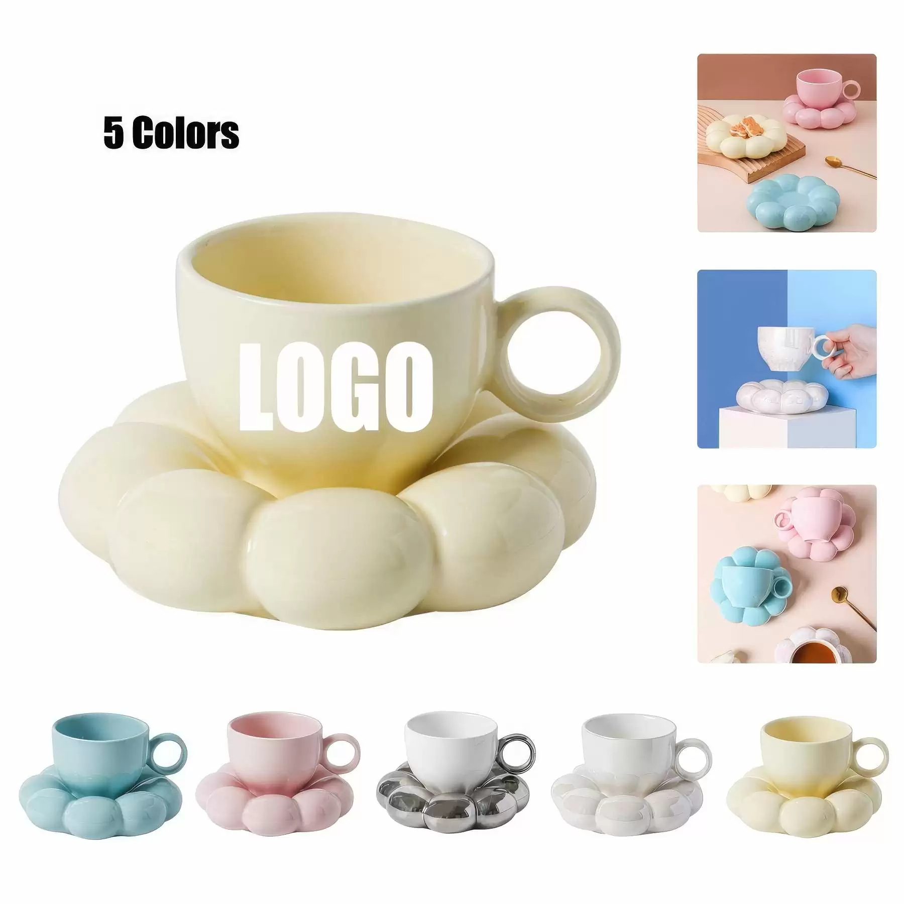Custom 6.7 OZ. Ceramic Tea Cup Coffee Mug with Saucer Set