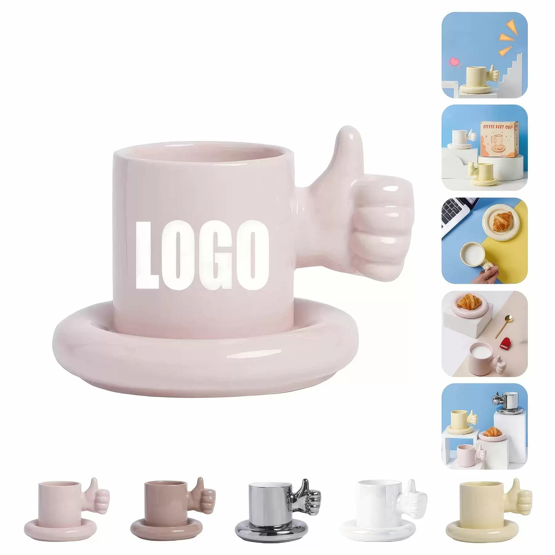 Custom 8.4 OZ. Ceramic Tea Cup Coffee Mug with Saucer Set