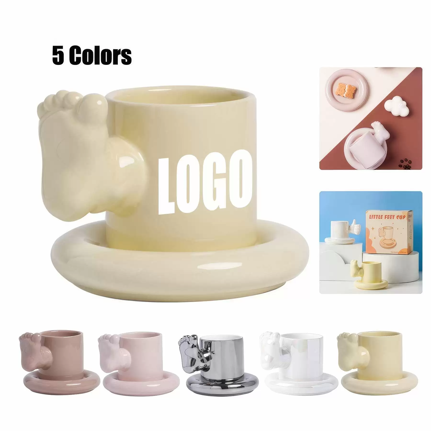 Custom 8.4 OZ. Ceramic Tea Cup Coffee Mug with Saucer Set