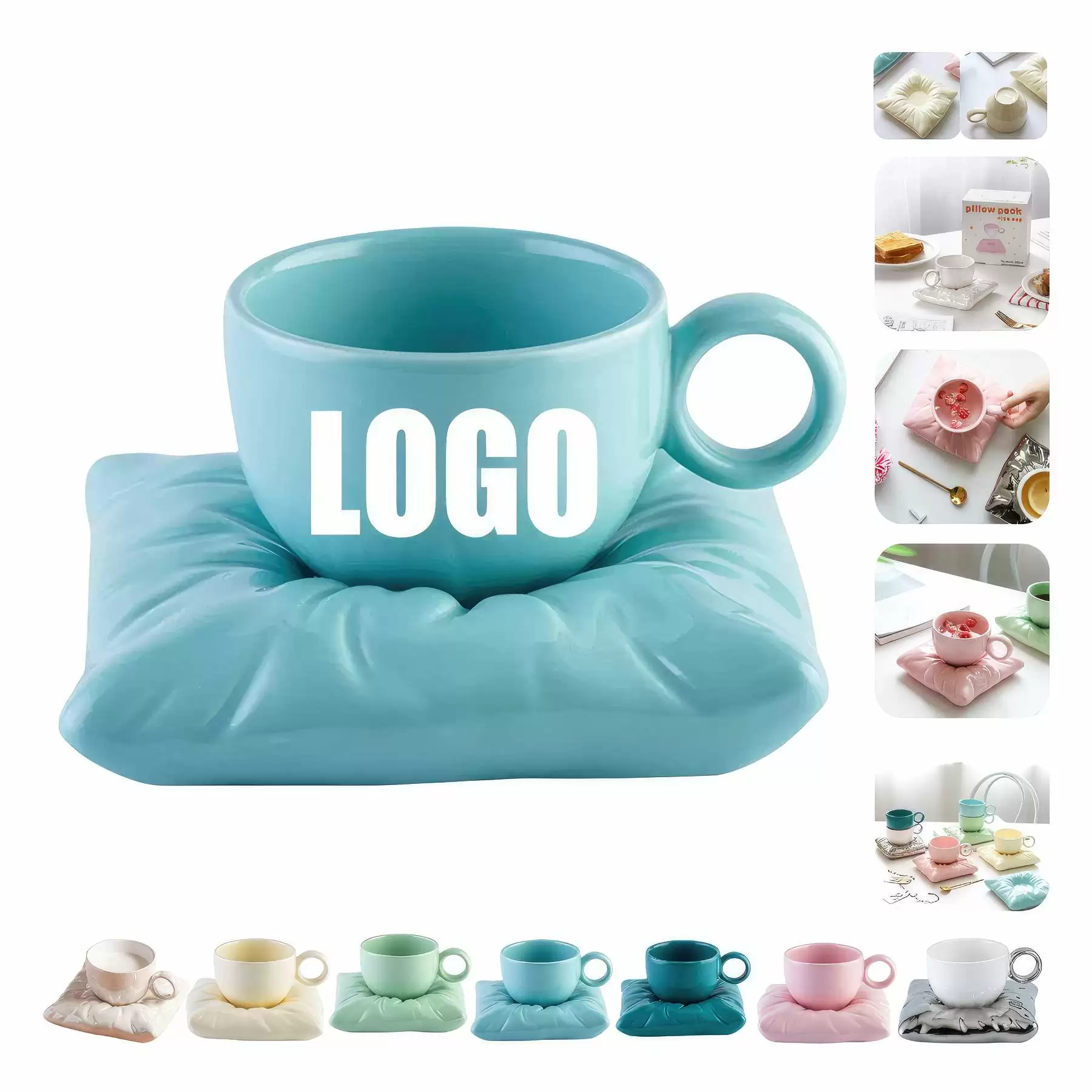 Custom 6.7 OZ. Ceramic Tea Cup Coffee Mug with Saucer Set