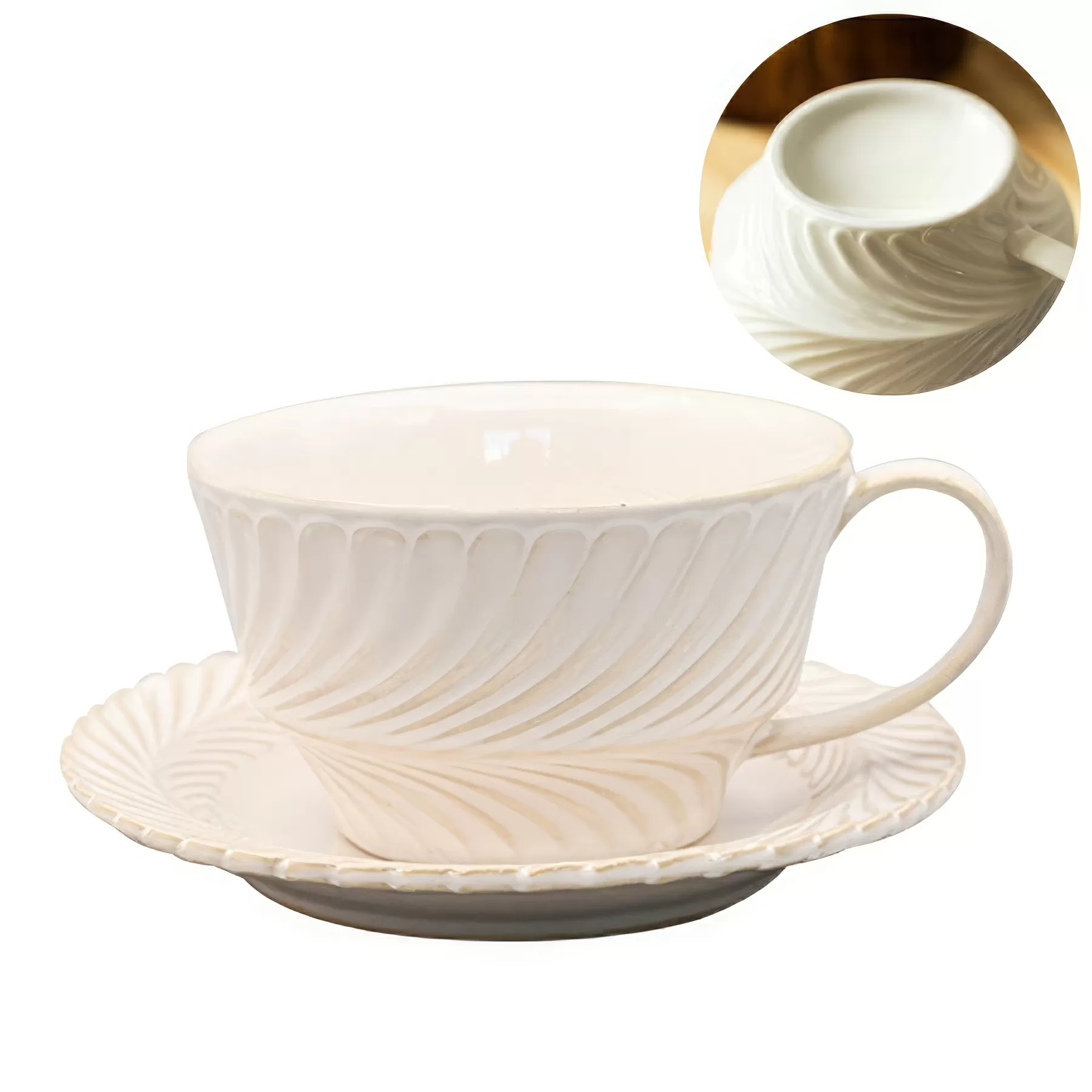 Custom 8.4 OZ. Ceramic Tea Cup Coffee Mug with Saucer Set - Image 2