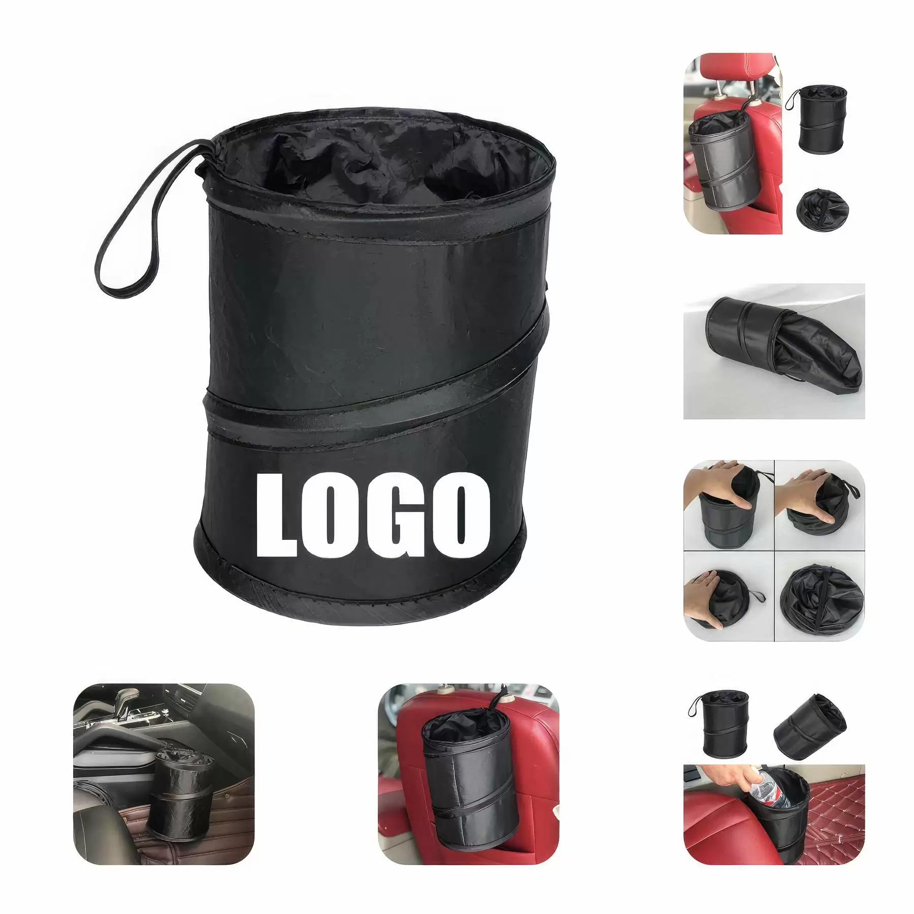 Collapsible Portable Polyester Car Trash Can & Storage Bin