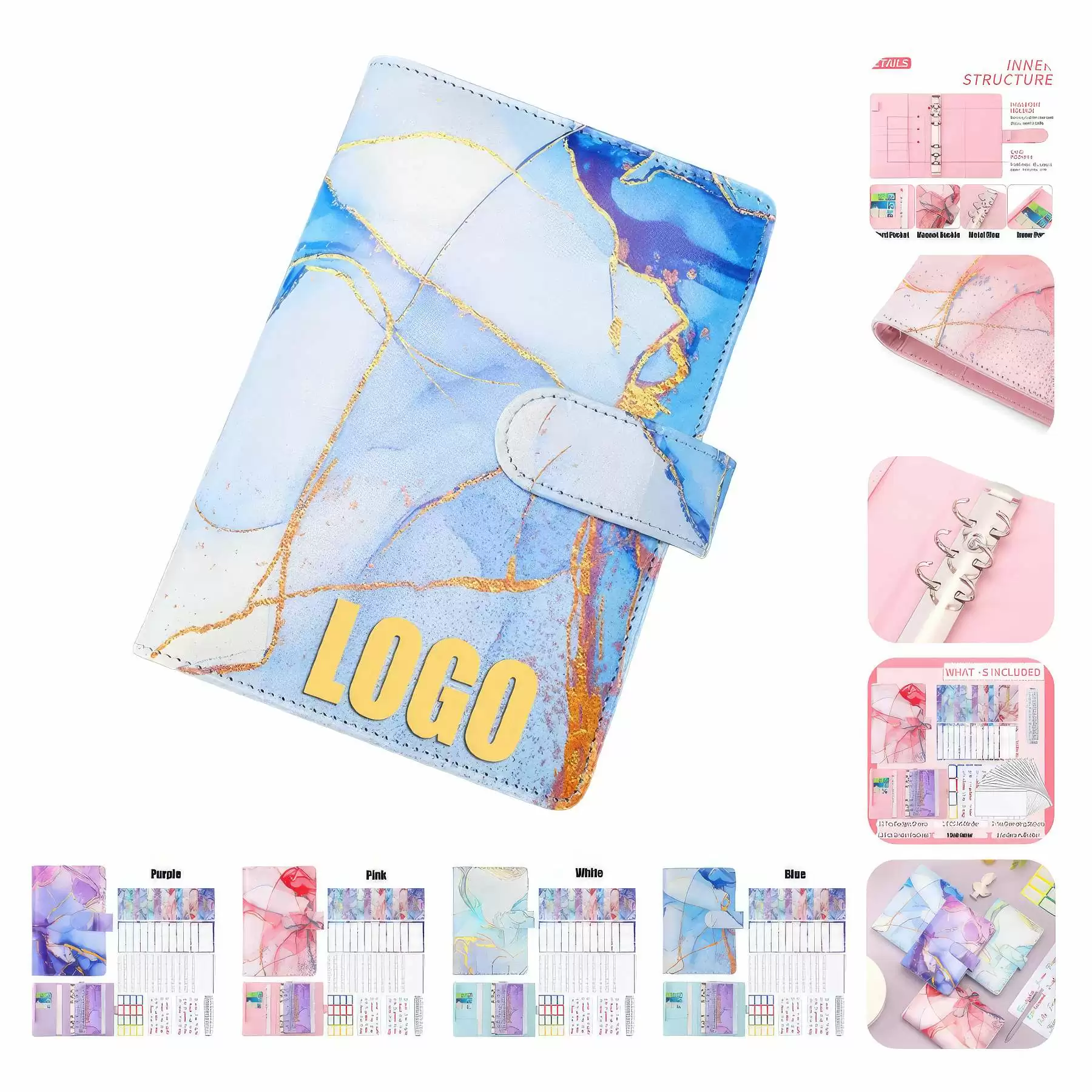 PU Leather A6 Budget Planner Binder Notebook