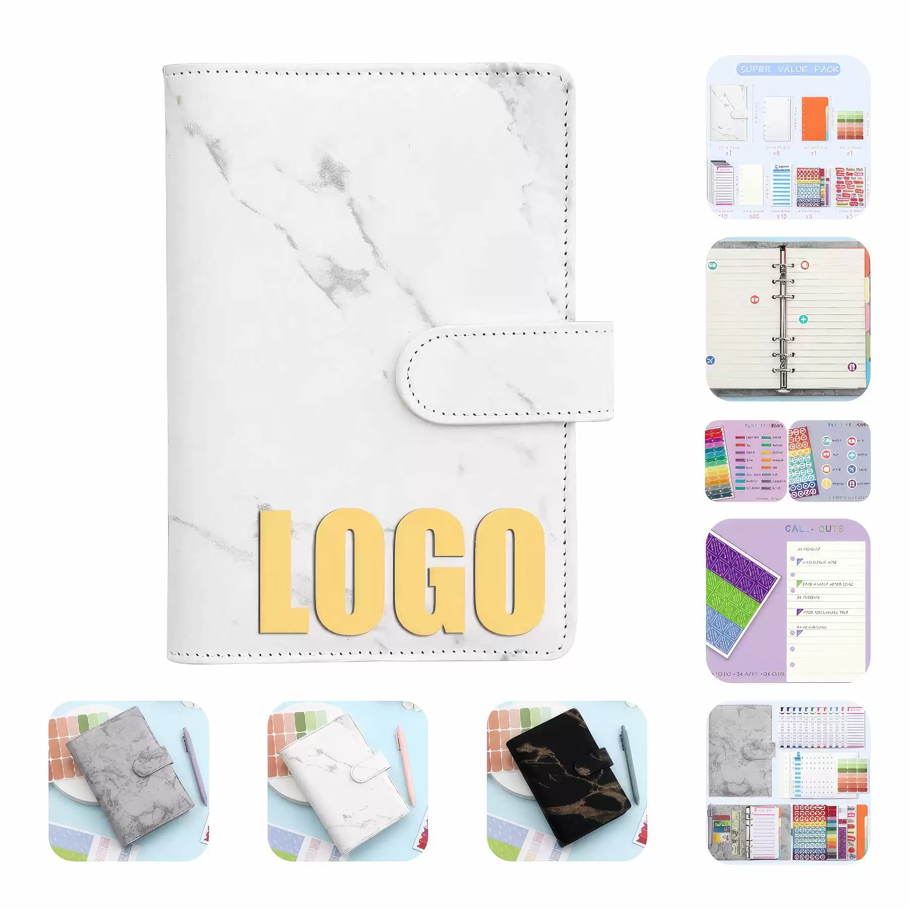 PU Leather A6 Budget Planner Binder Notebook