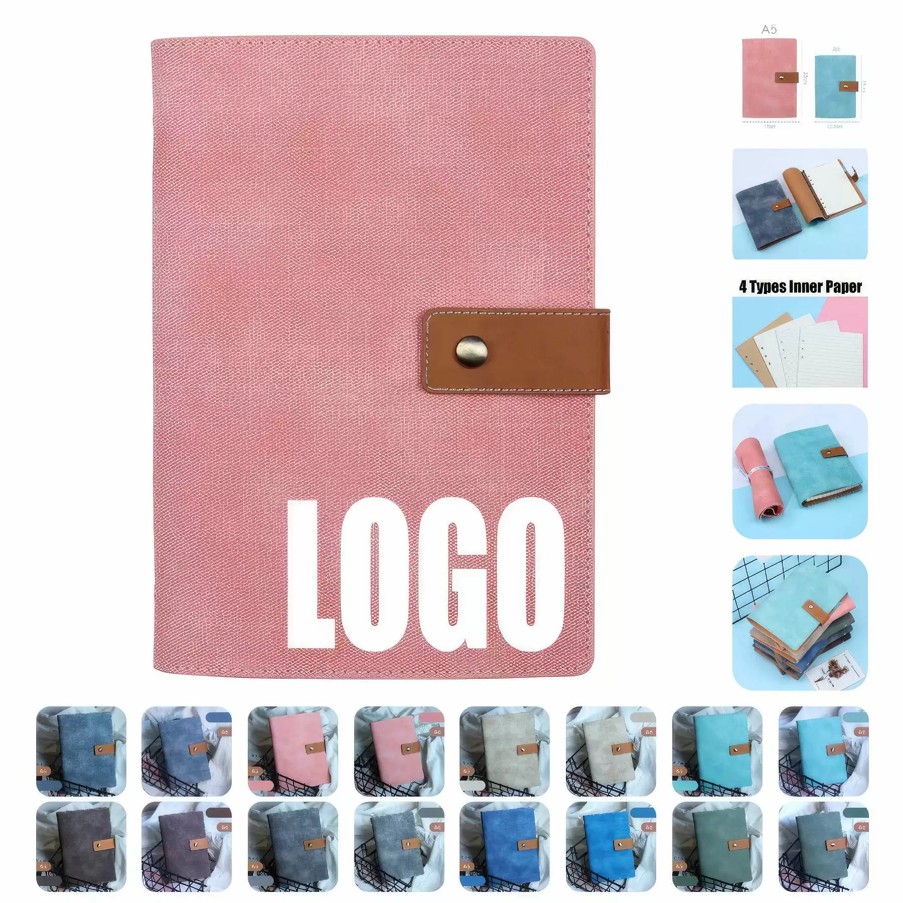 PU Leather A5 Business Travel Journal Binder Notebook