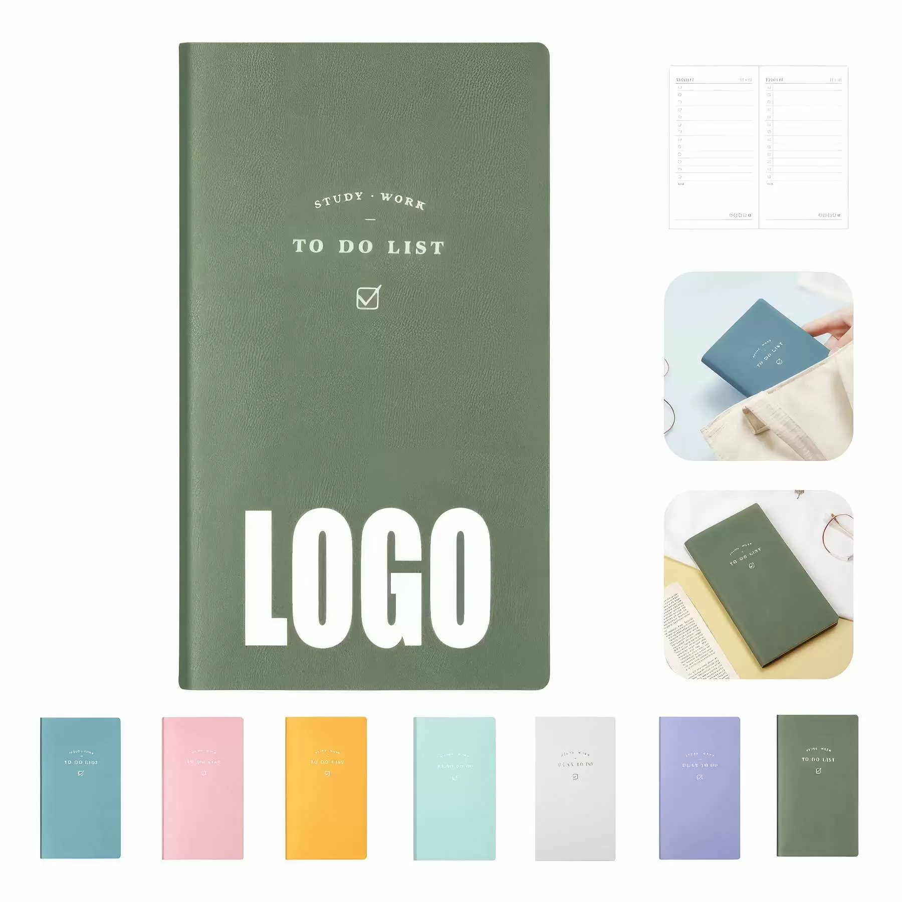 PU Leather 48K Business Office School To-Do List Notebook