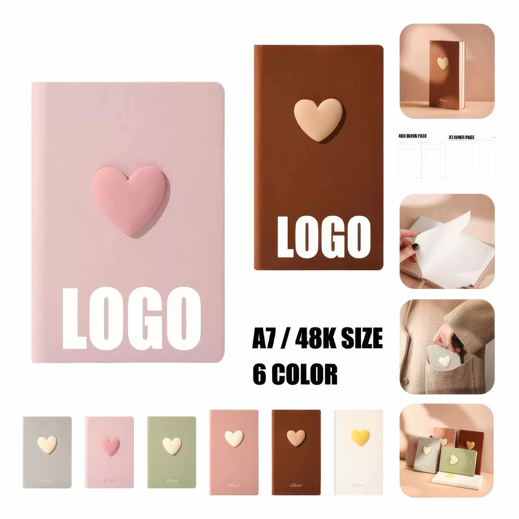 PU Leather 48K Heart To-Do List & Pocket Notebook