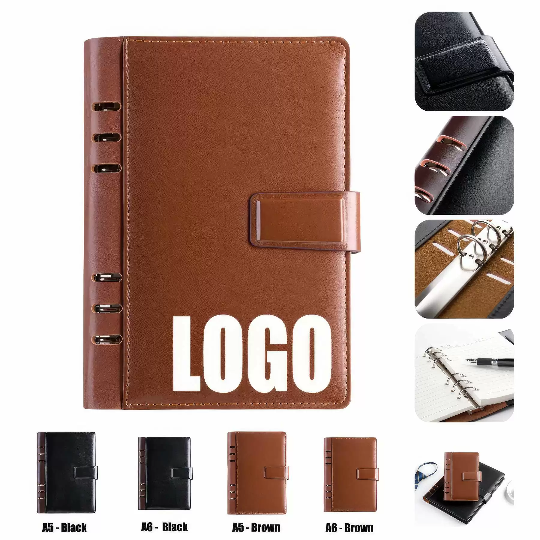 PU Leather A5 Business Travel Journal Binder Notebook
