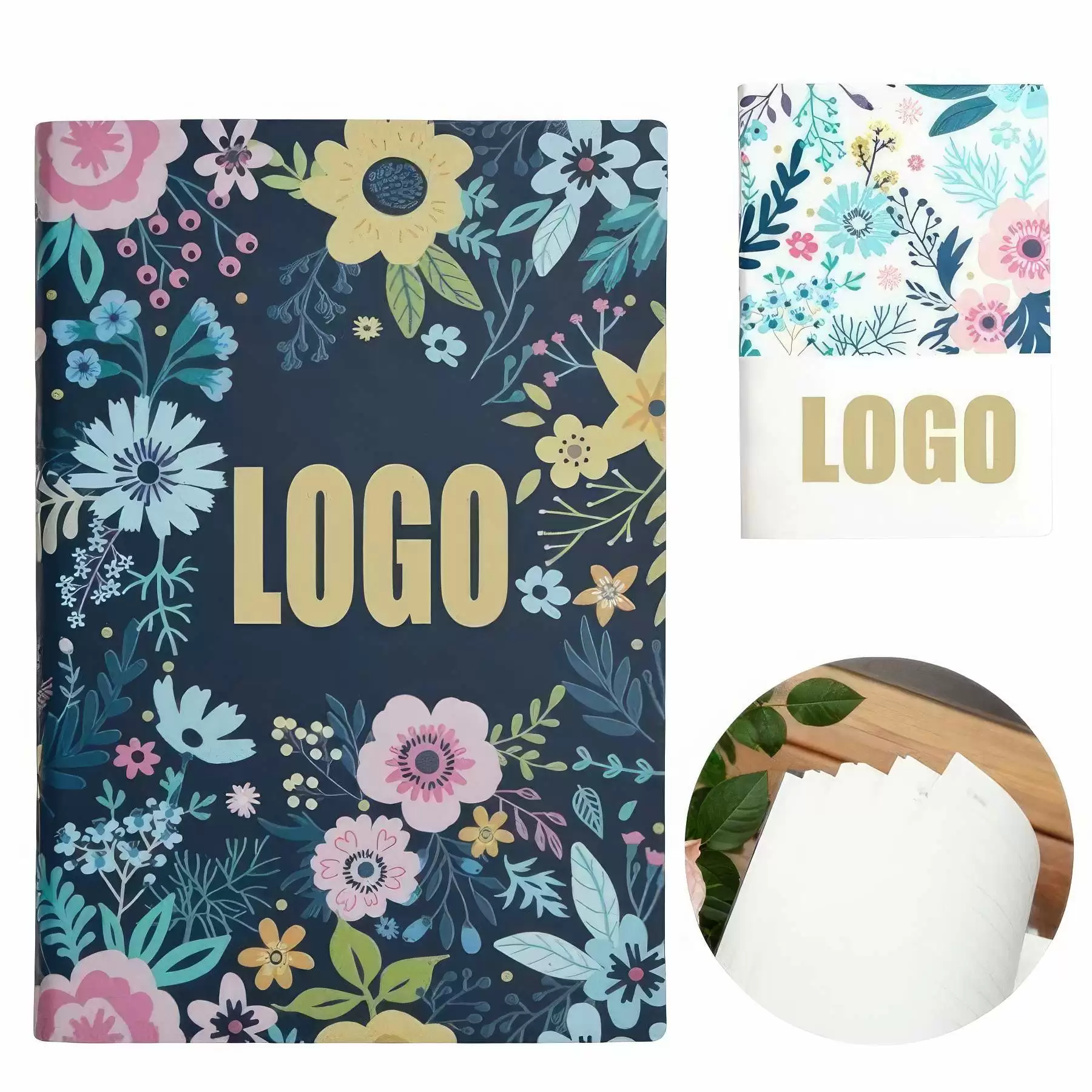 PU Leather A5 Flower Business Travel Journal Notebook