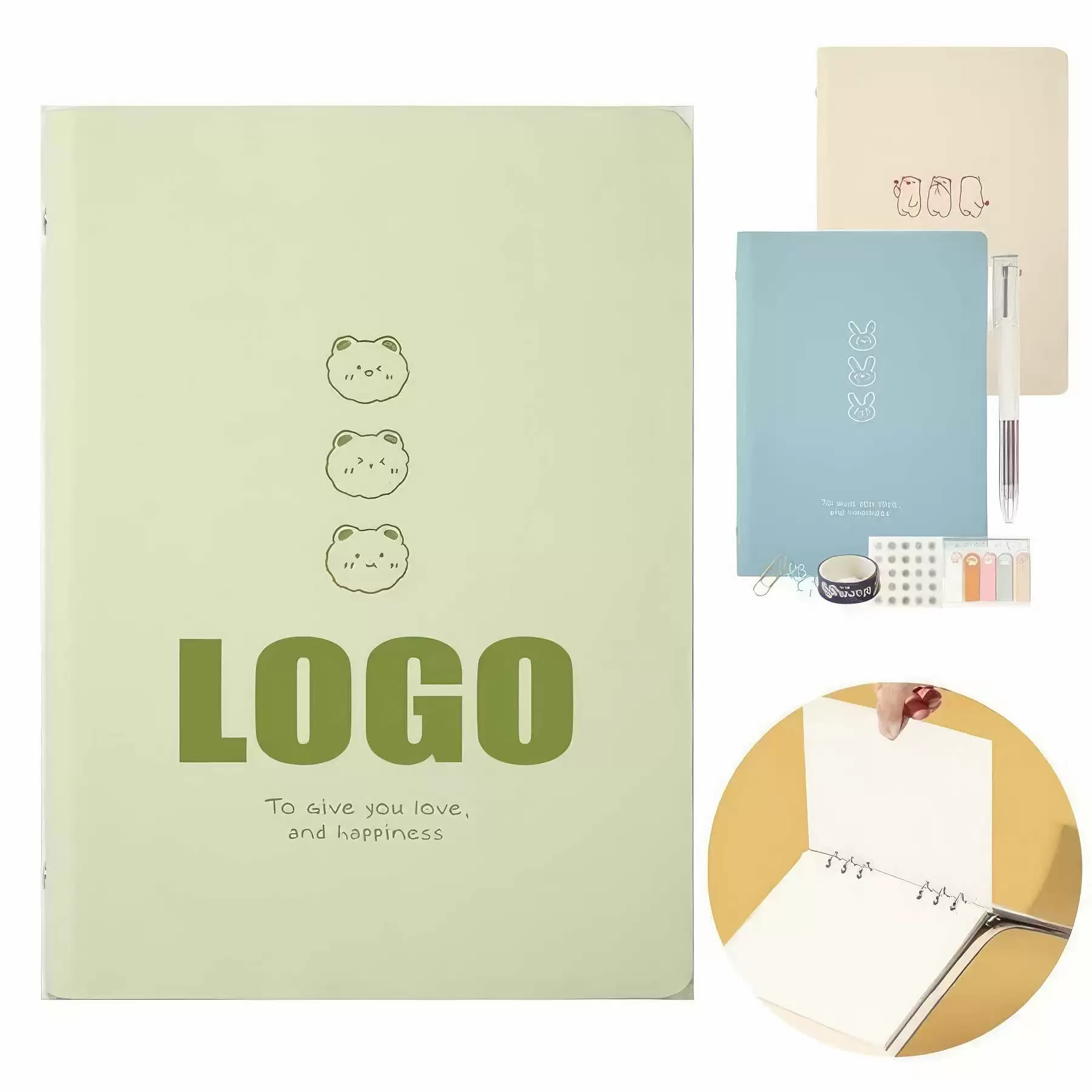 PU A5 Business Travel Journal Binder Notebook Gift Set