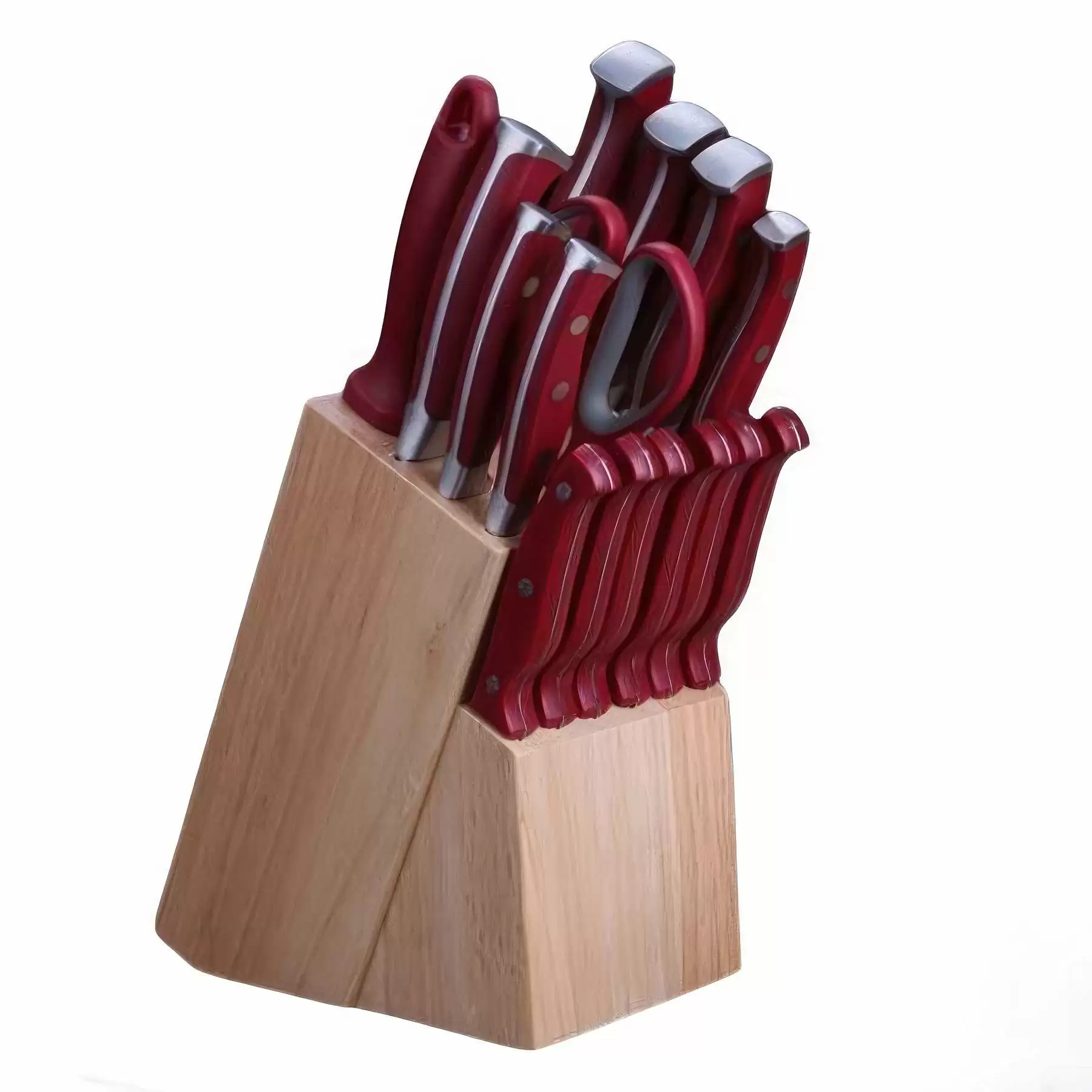 16 PCS Stainless Steel Kitchen Knife Set with Wooden Stand - Image 2