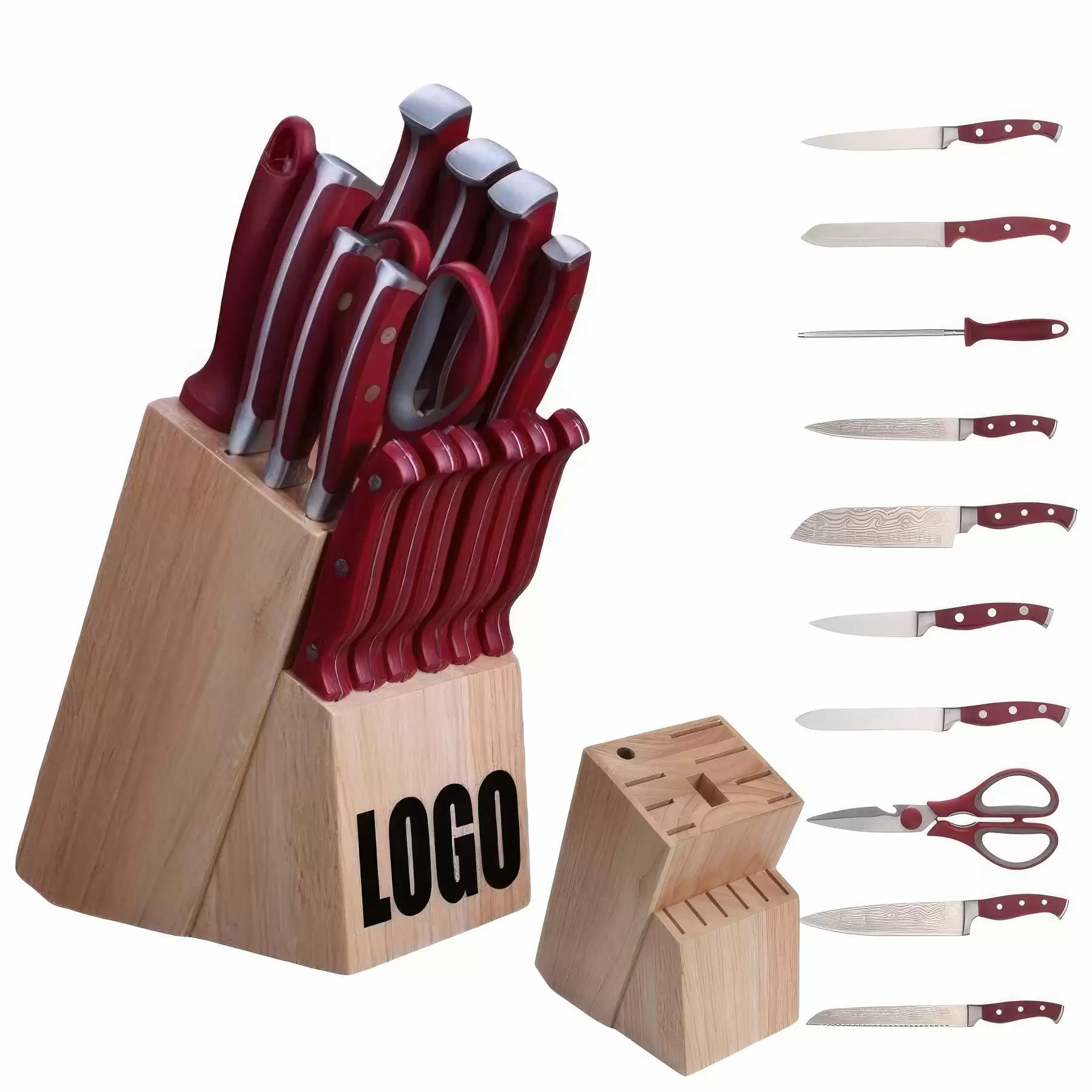 16 PCS Stainless Steel Kitchen Knife Set with Wooden Stand