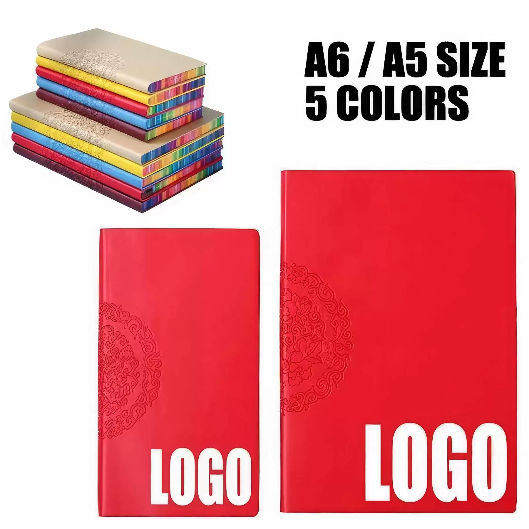 PU Leather A5 Business Journal Rainbow-Edge Notebook