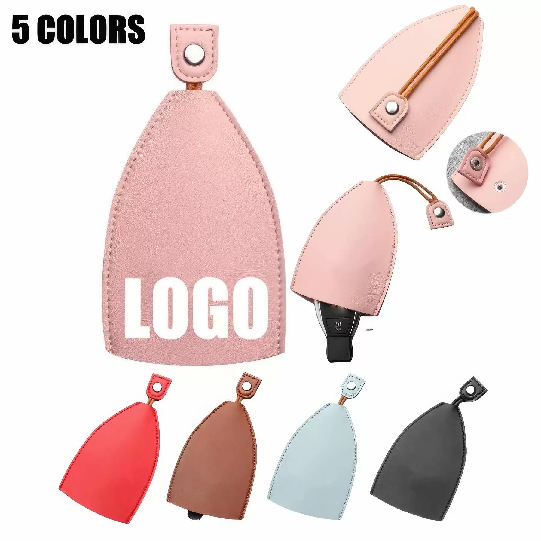 PU Leather Retractable Car & House Key Pouch Bag