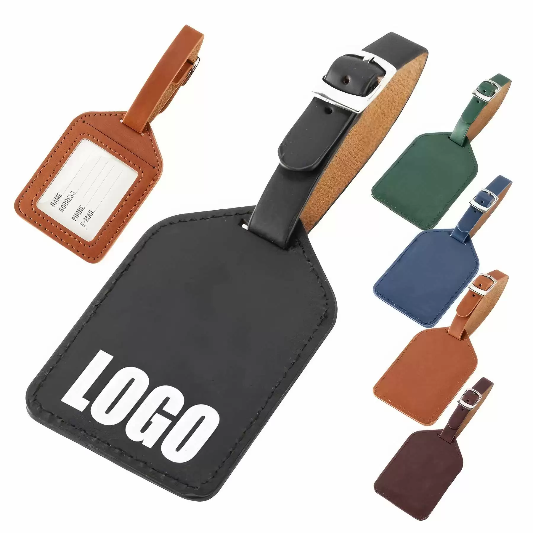 PU Leather Suitcase Luggage Tag Case & Hotel Card Holder