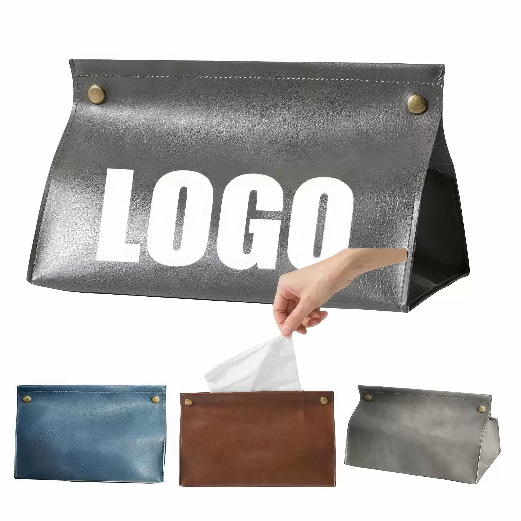 Custom PU Leather Car Napkin Case & Restaurant Tissue Box