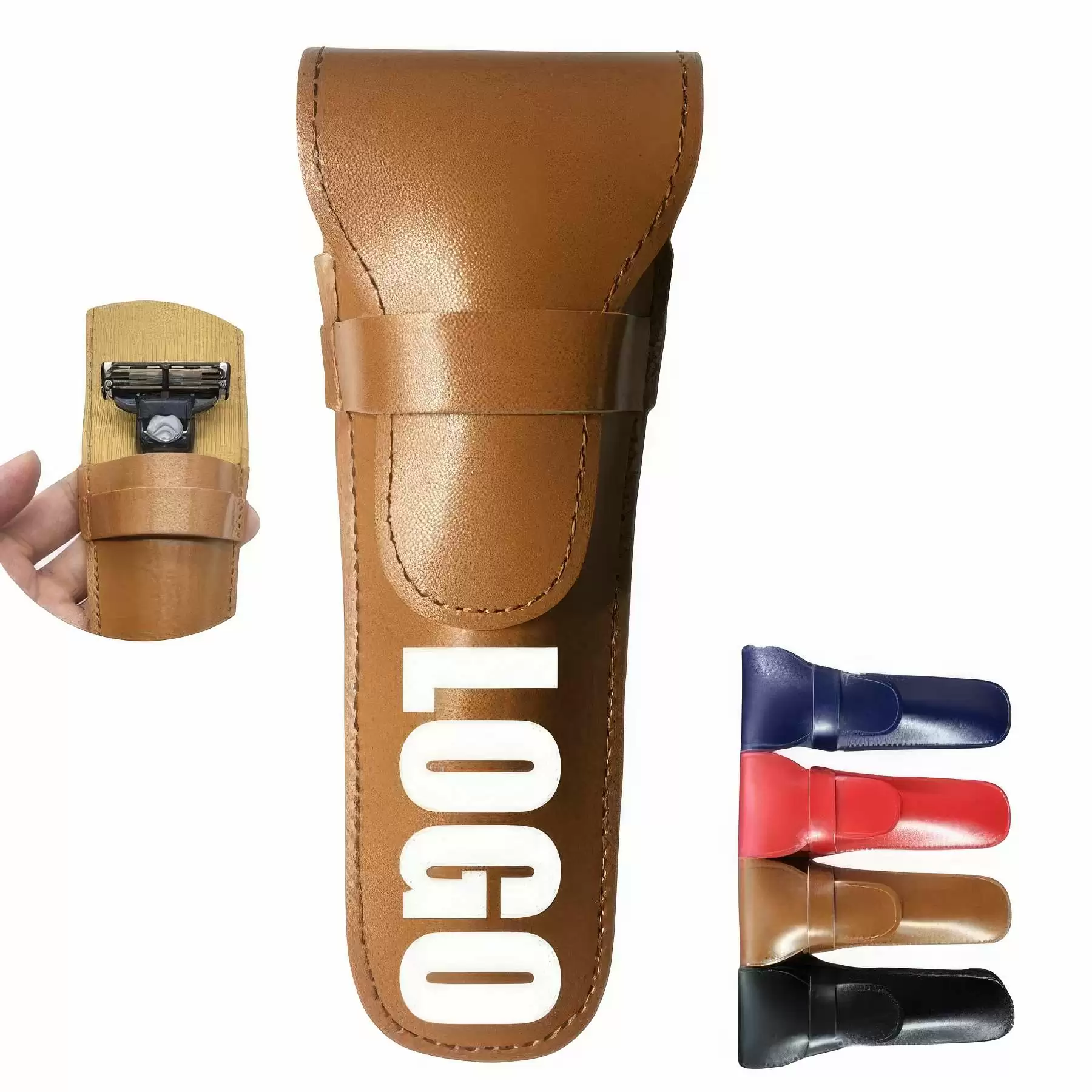 Travel Portable PU Leather Safety Shaving Razor Case