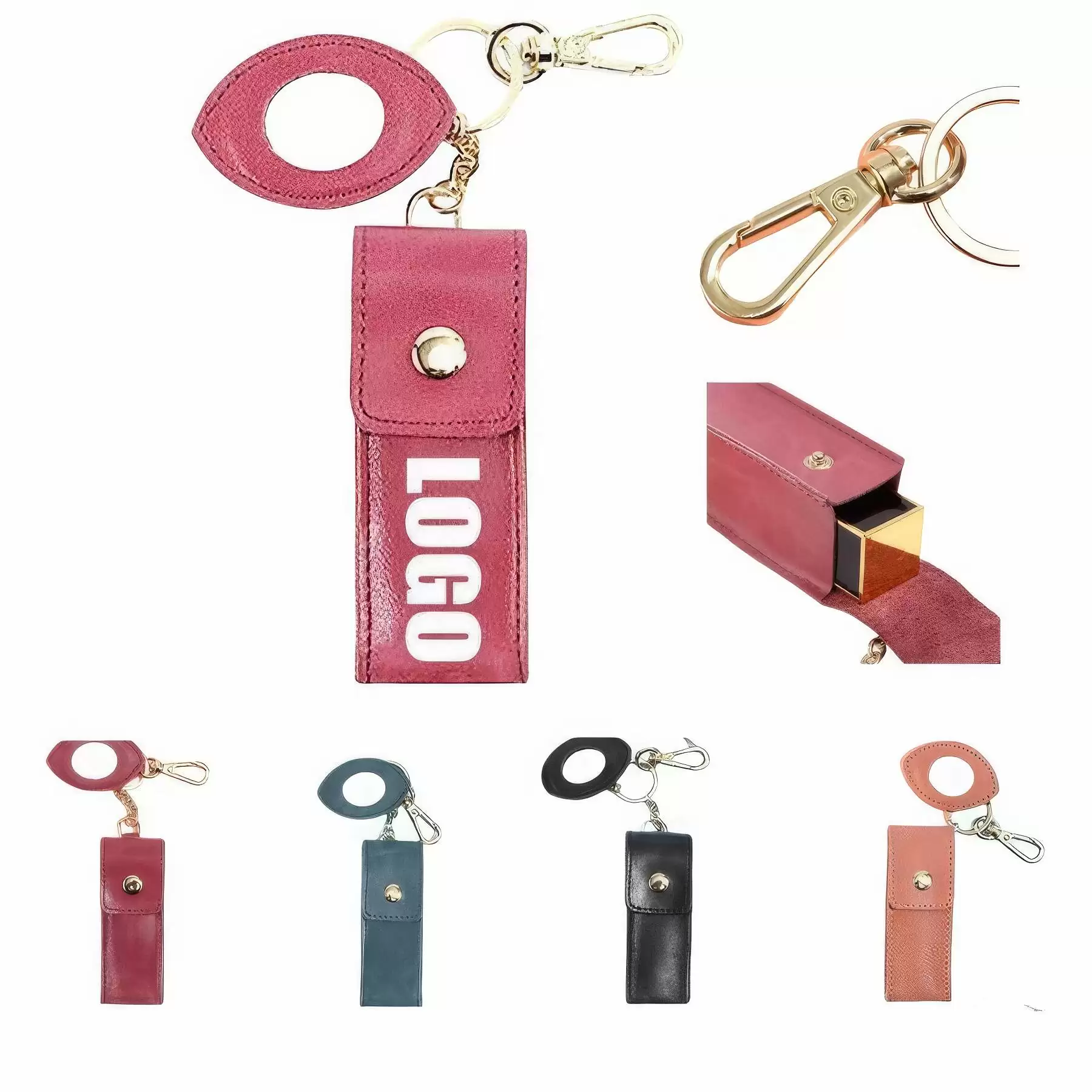 Genuine Leather Lipstick Gift Case Pouch Bag with Mirror